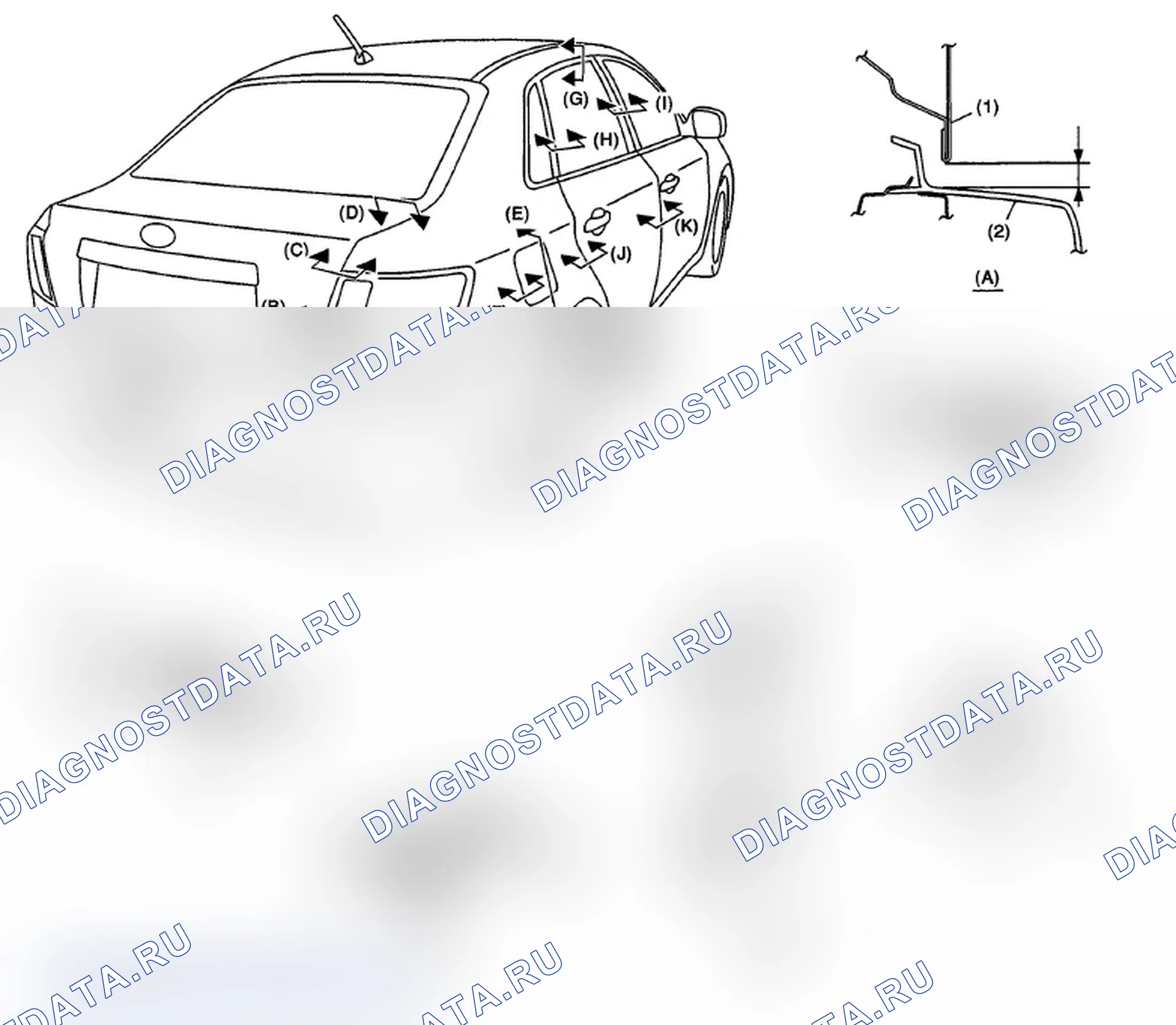 Рис. 75: ЗАДНЯЯ ЧАСТЬ (МОДЕЛЬ С 4 ДВЕРЯМИ). Subaru Impreza WRX STI GR
