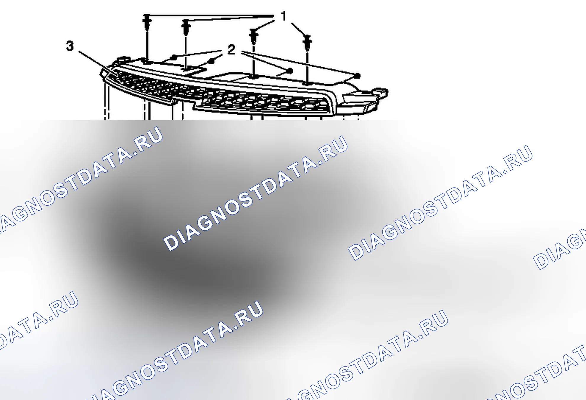 Рис. 21: Замена передней верхней решетки. Chevrolet Cruze I рестайлинг