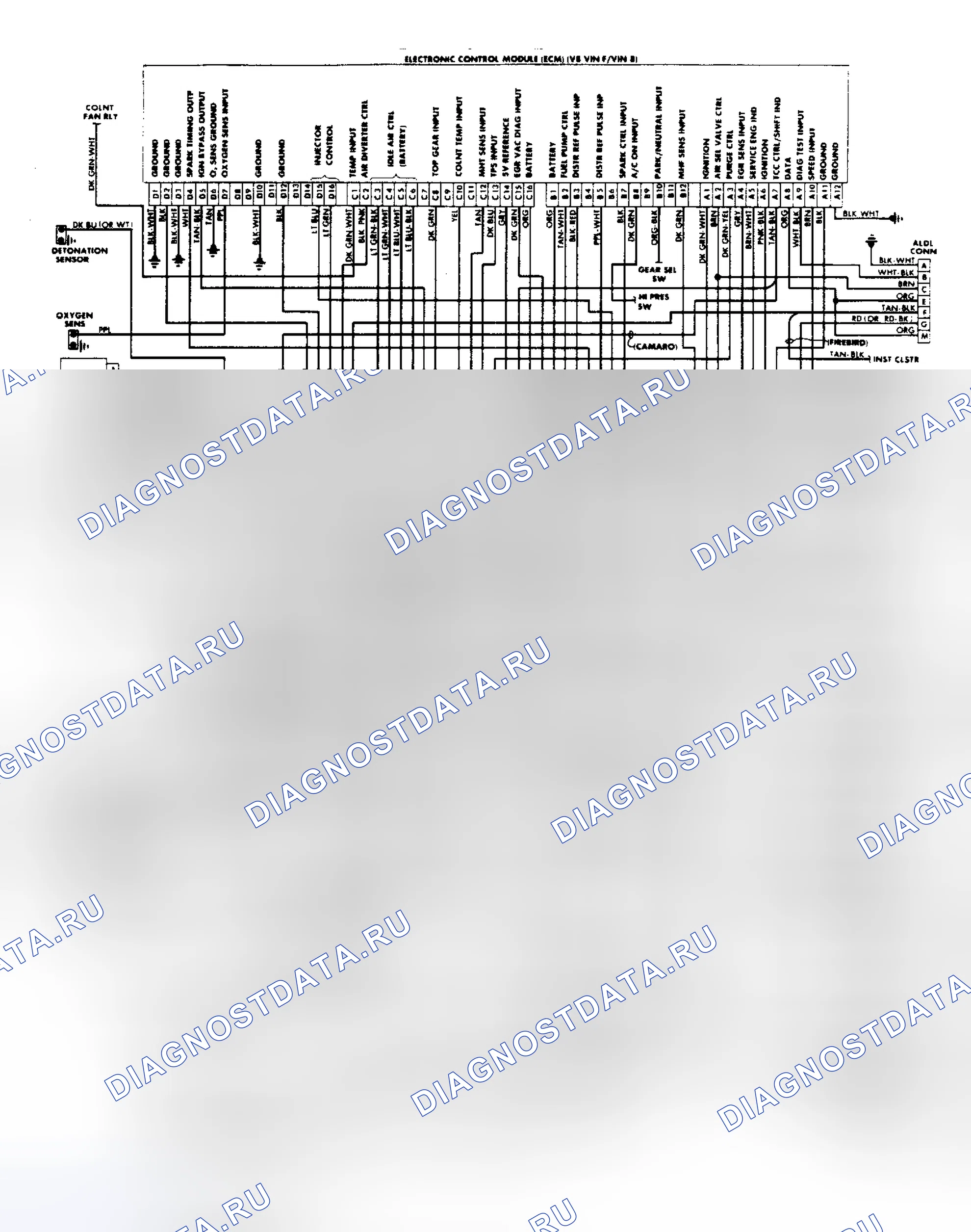 Рис. 37: электросхема: система PFI Camaro и Firebird 5.0L и 5.7L. Pontiac Grand AM III