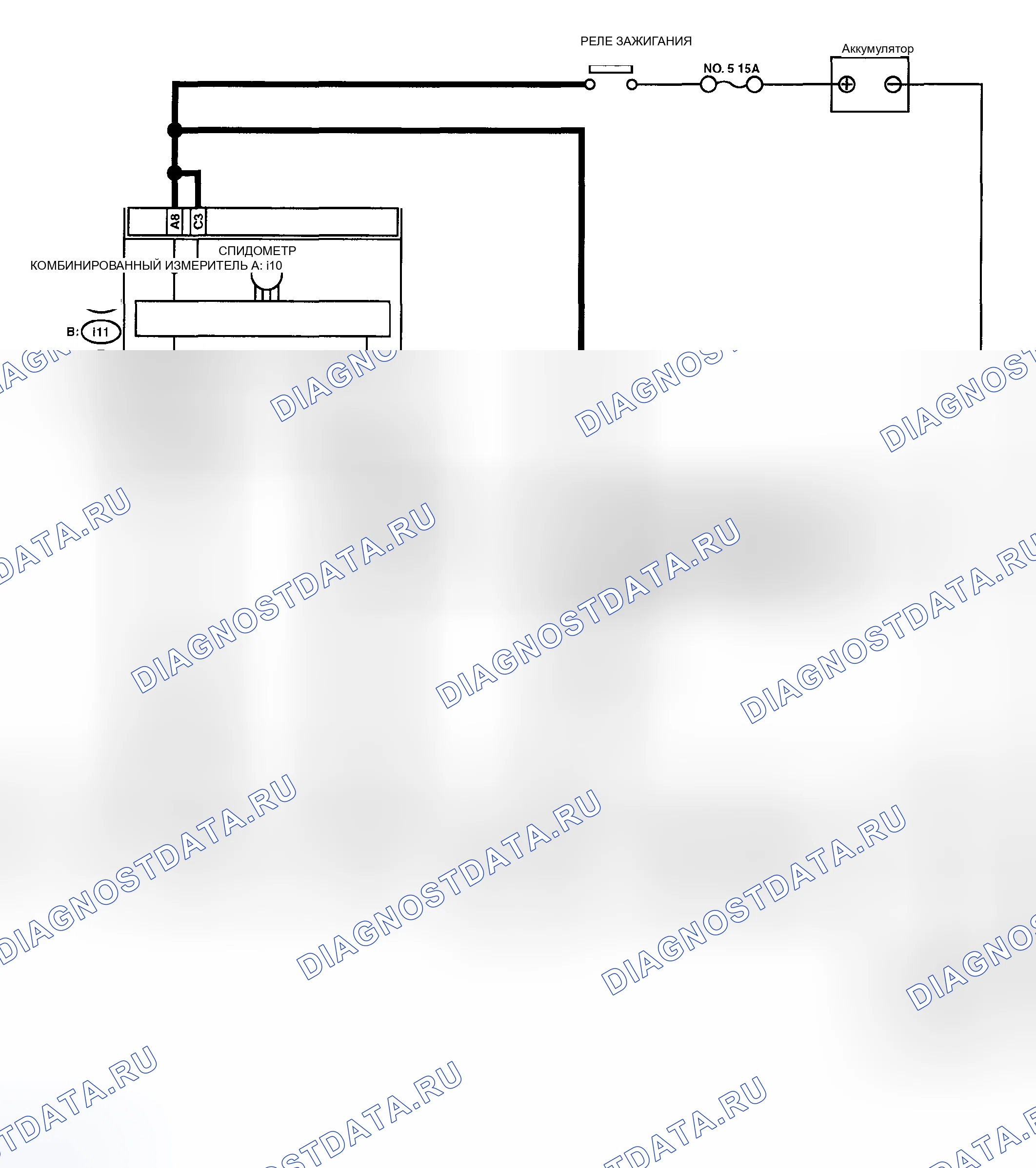 Рис. 181: Схема подключения спидометра. Subaru Outback BH