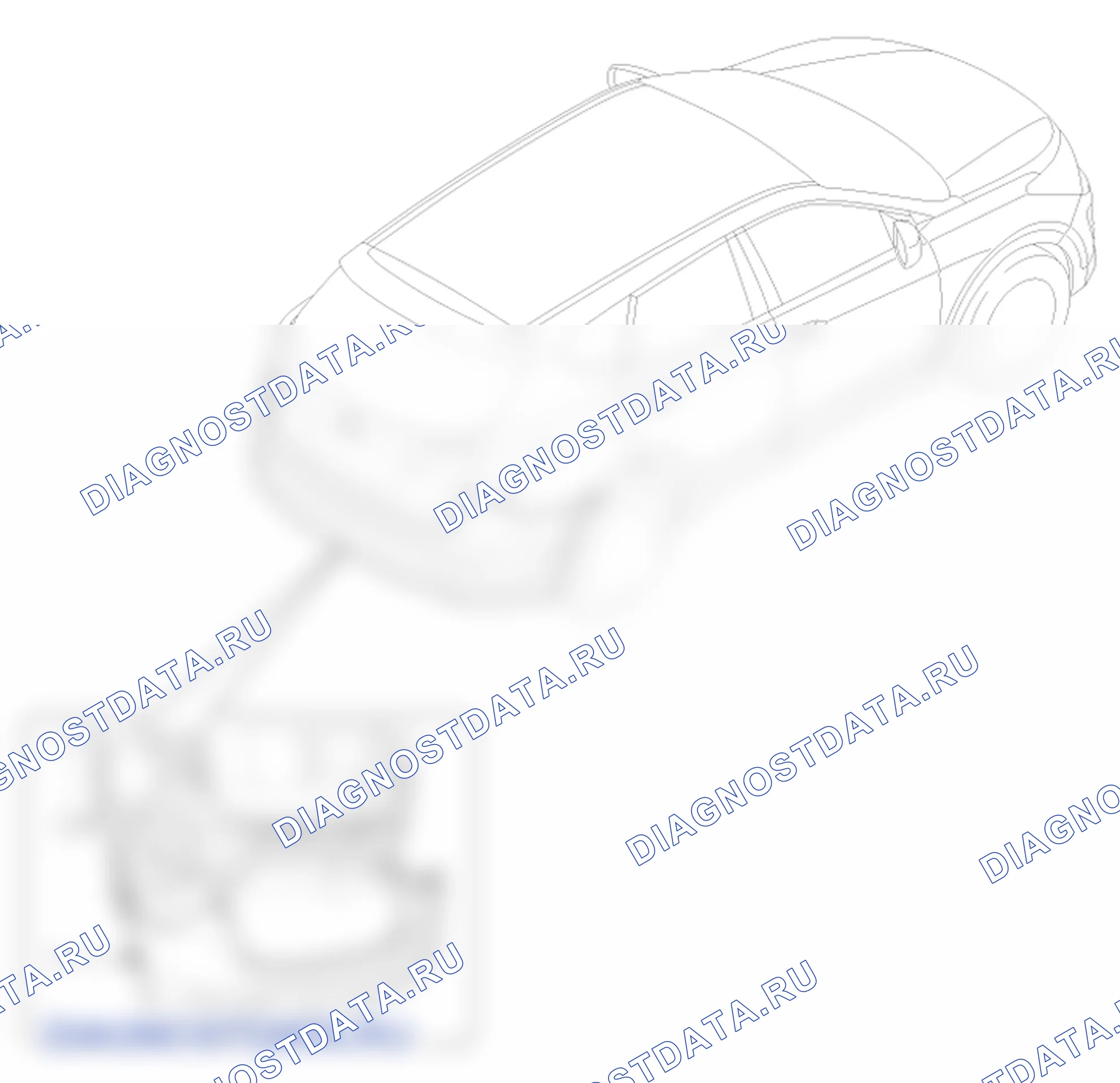 Расположение деталей облицовки заднего бампера. Hyundai Santafe Sport DMA