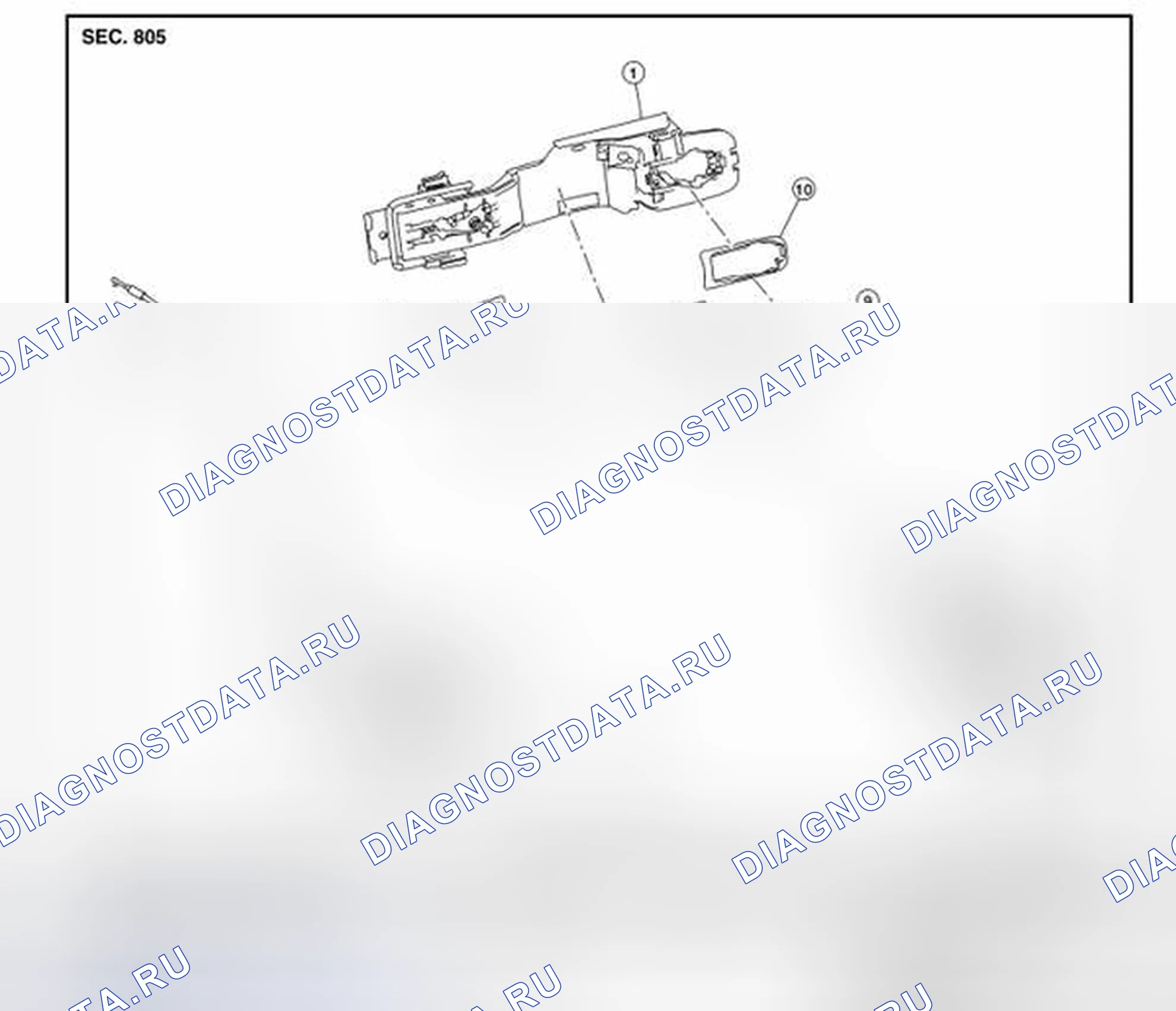 Рис. 74: ЗАМОК ПЕРЕДНЕЙ ДВЕРИ: вид в разобранном виде. Nissan Sentra B17 рестайлинг
