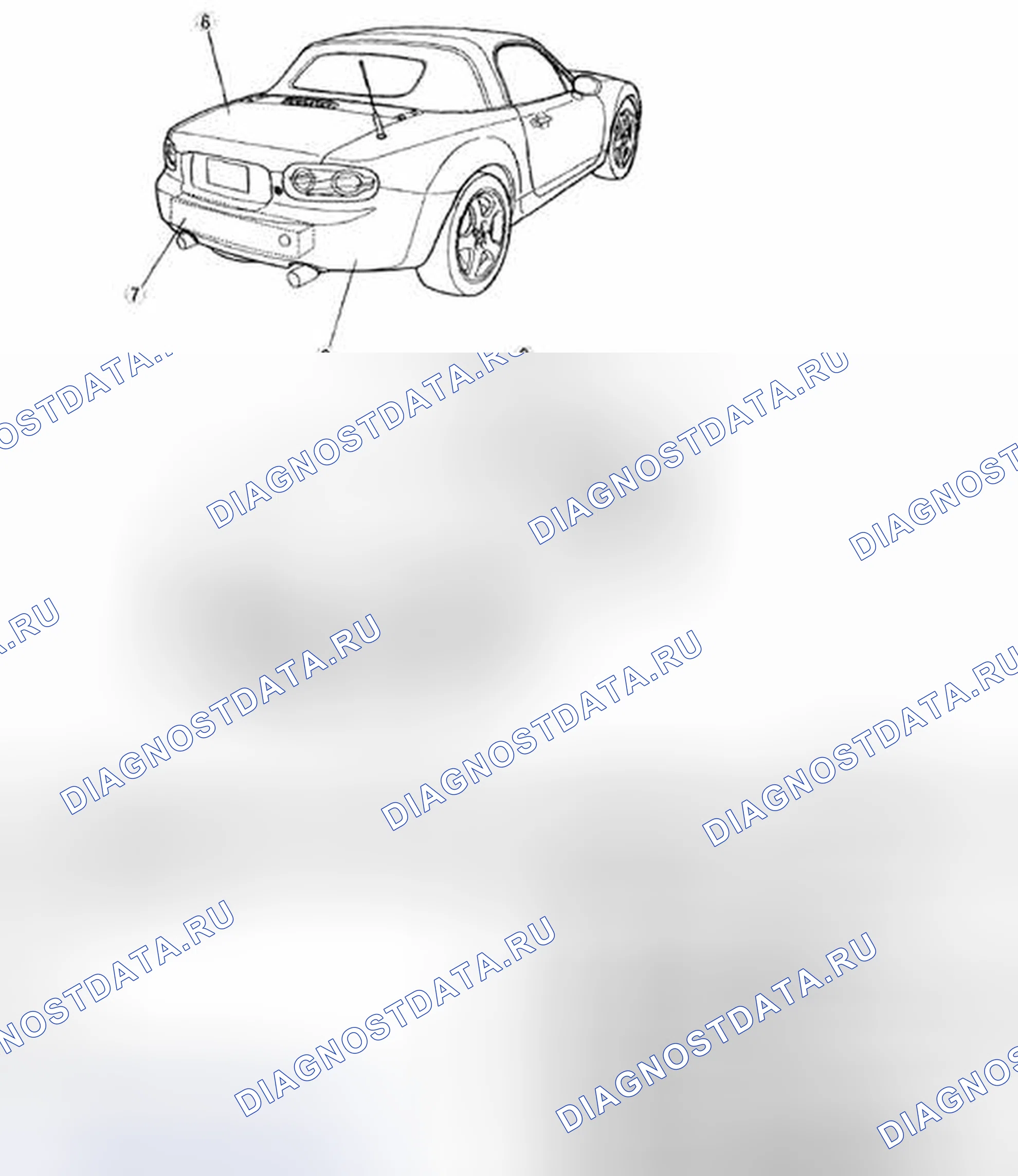 Рис. 1: ИНДЕКС РАСПОЛОЖЕНИЯ ПАНЕЛЕЙ КУЗОВА. Mazda MX-5 NC рестайлинг