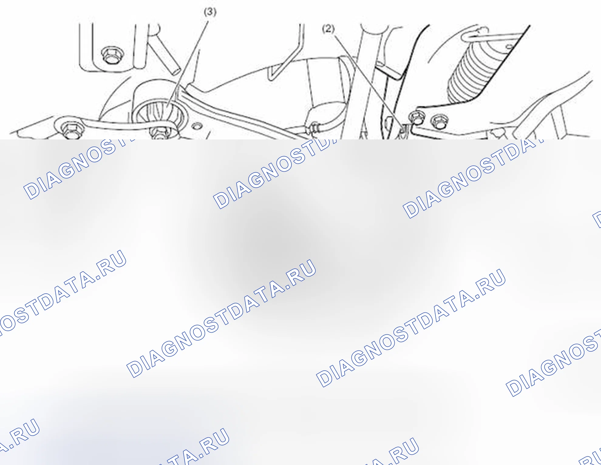 Рис. 69: Идентификация переднего рычага, передней и задней втулки. Subaru Legacy BM/BR