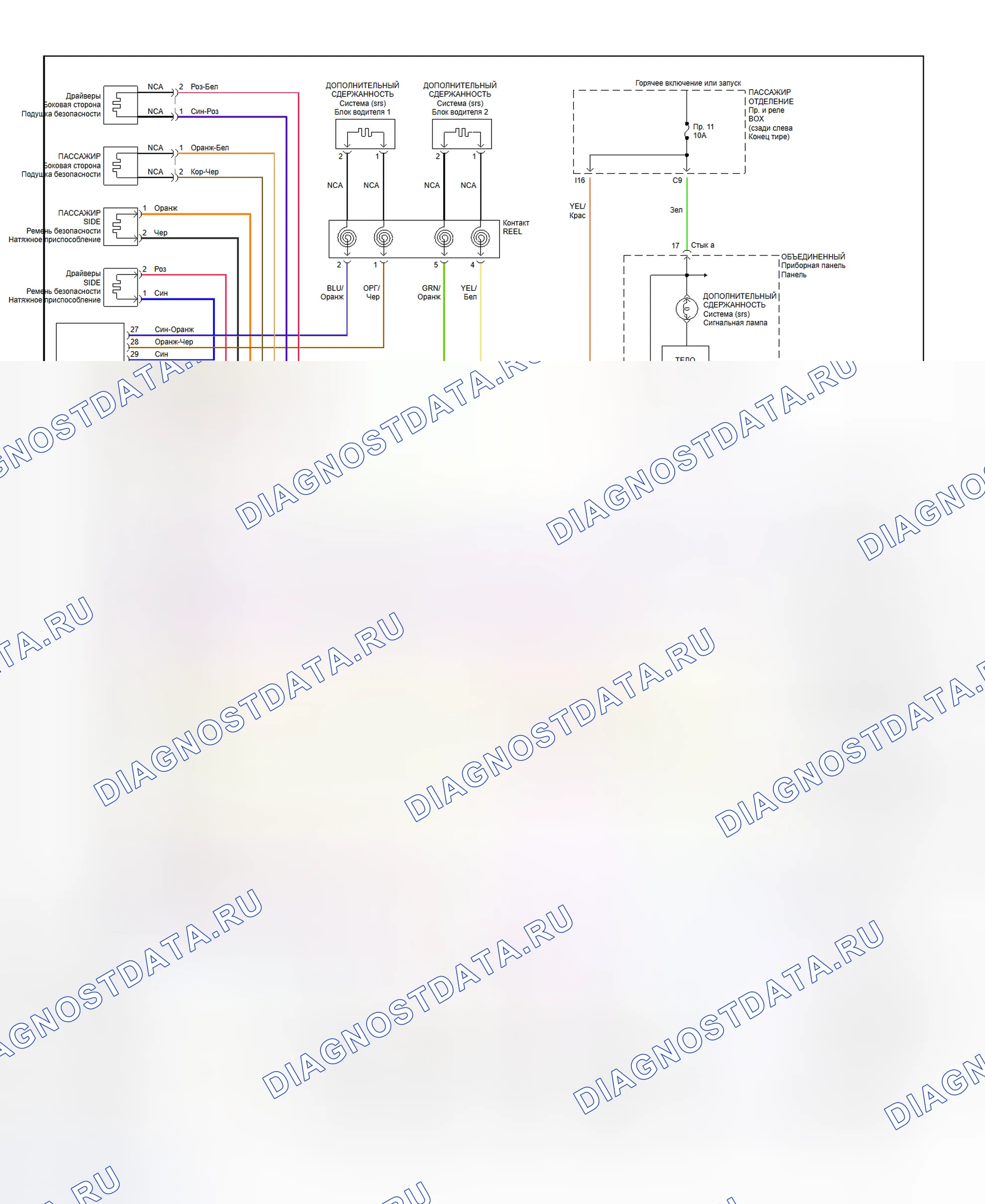 Рис. 1: Схема подключения системы подушек безопасности (S40 и xtigx1) V40. Volvo V40 I рестайлинг