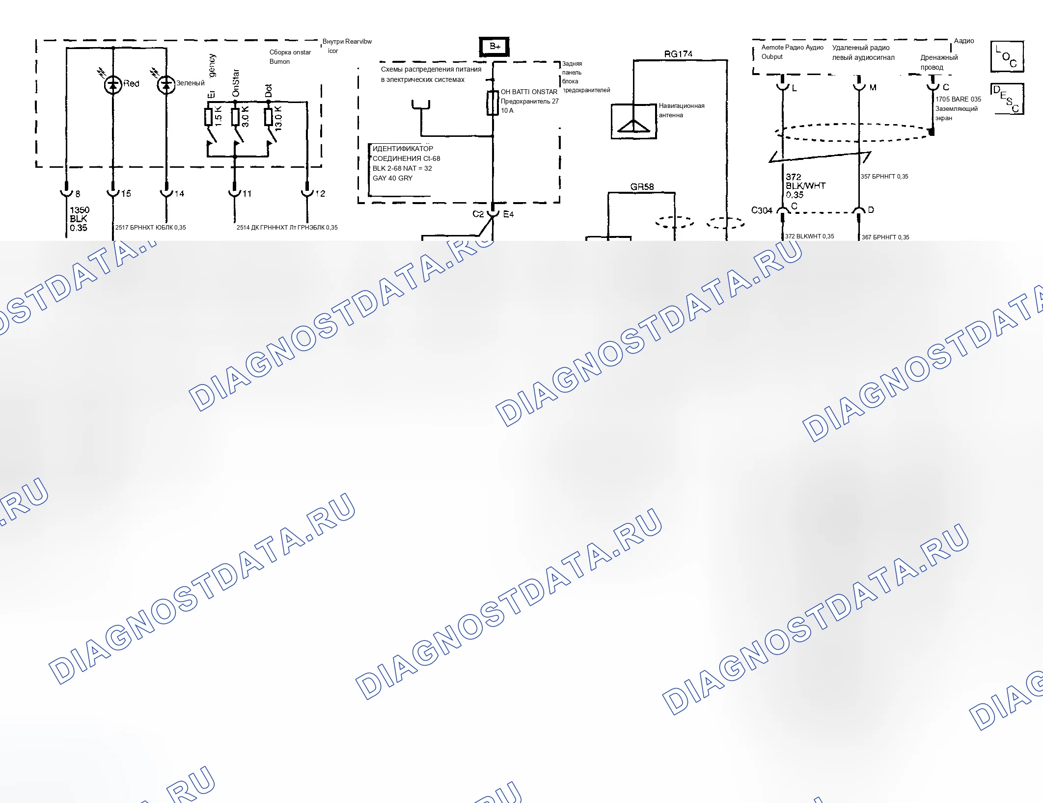 Рис. 113: Принципиальные схемы onstar. Chevrolet TrailBlazer I