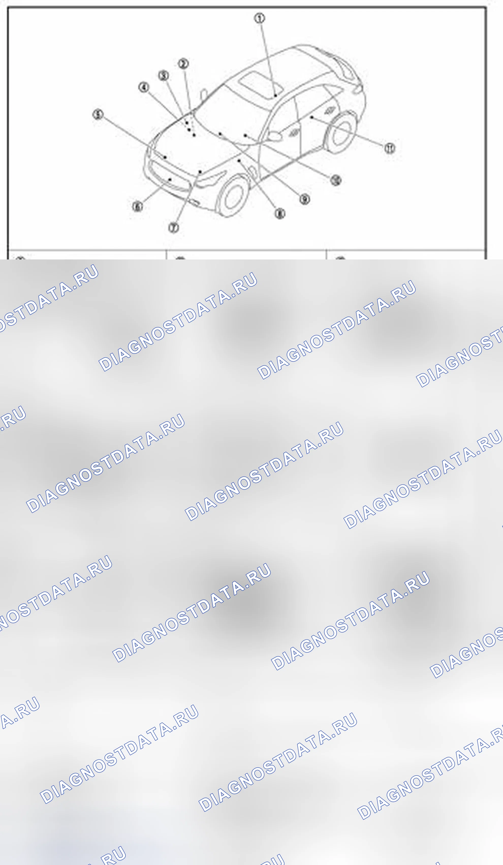 Рис. 66: ФУНКЦИЯ ЭФФЕКТА ИЗМЕРИТЕЛЯ: Расположение компонентов. Infiniti FX50 II рестайлинг