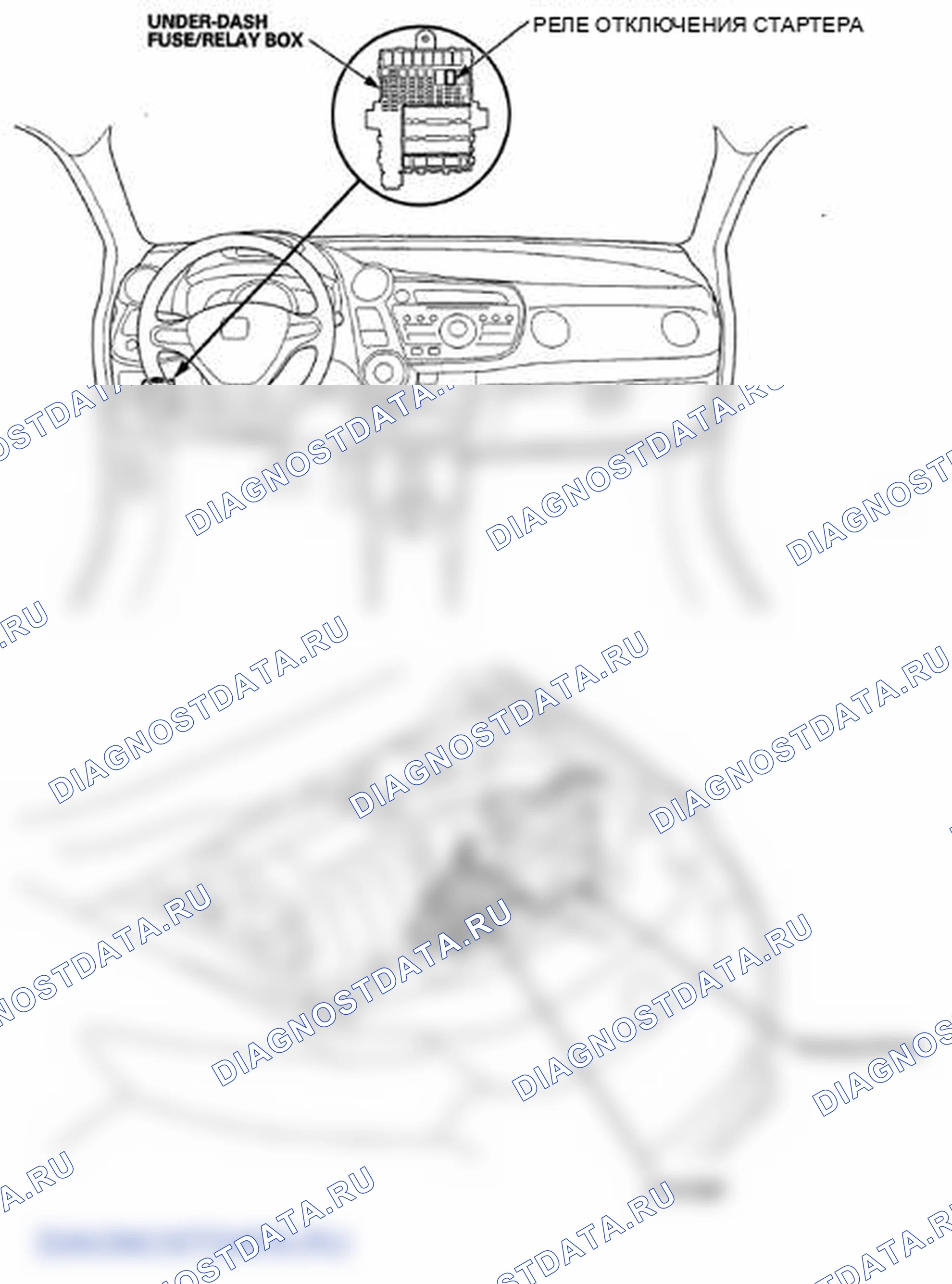 Рис. 1: Указатель расположения компонентов. Honda Insight ZE2