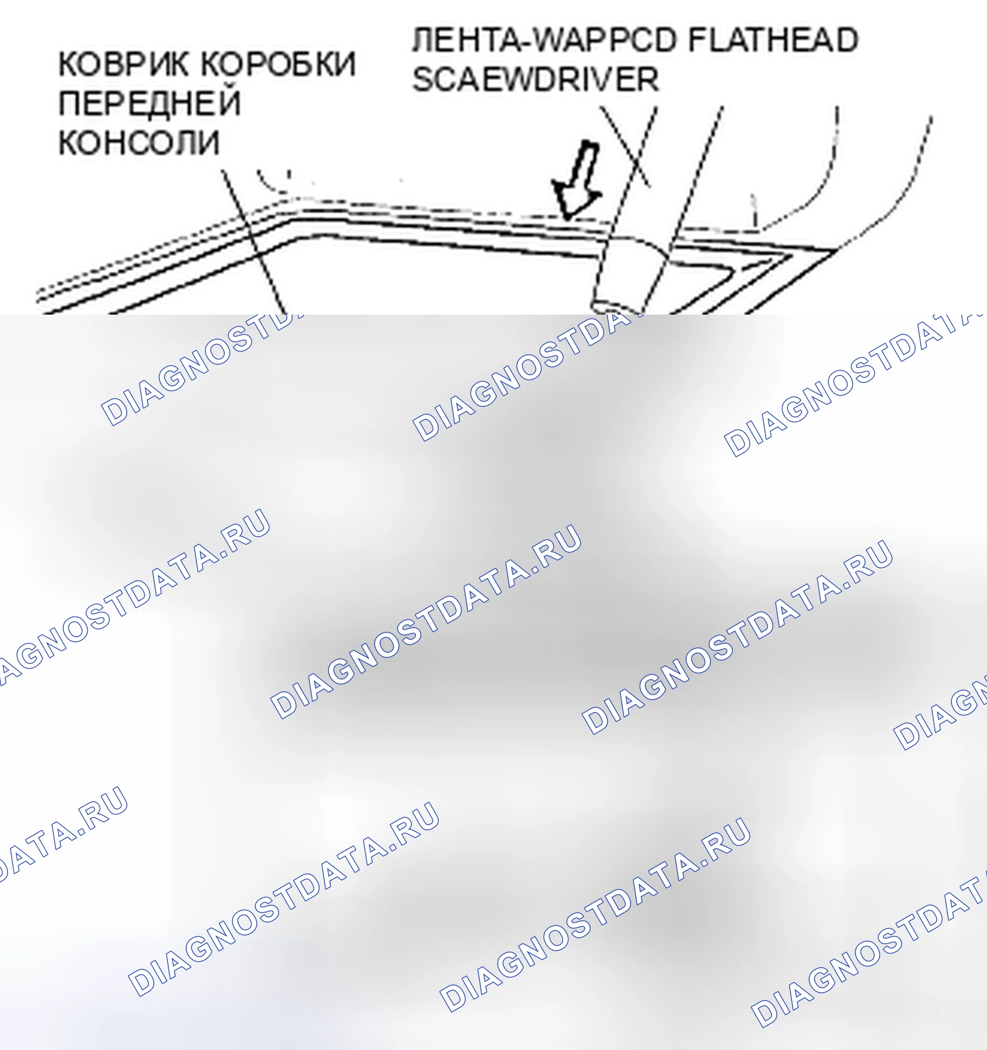 Рис. 31: СНЯТИЕ / УСТАНОВКА КОВРИКА ПЕРЕДНЕЙ КОНСОЛИ. Mazda CX-9 I рестайлинг