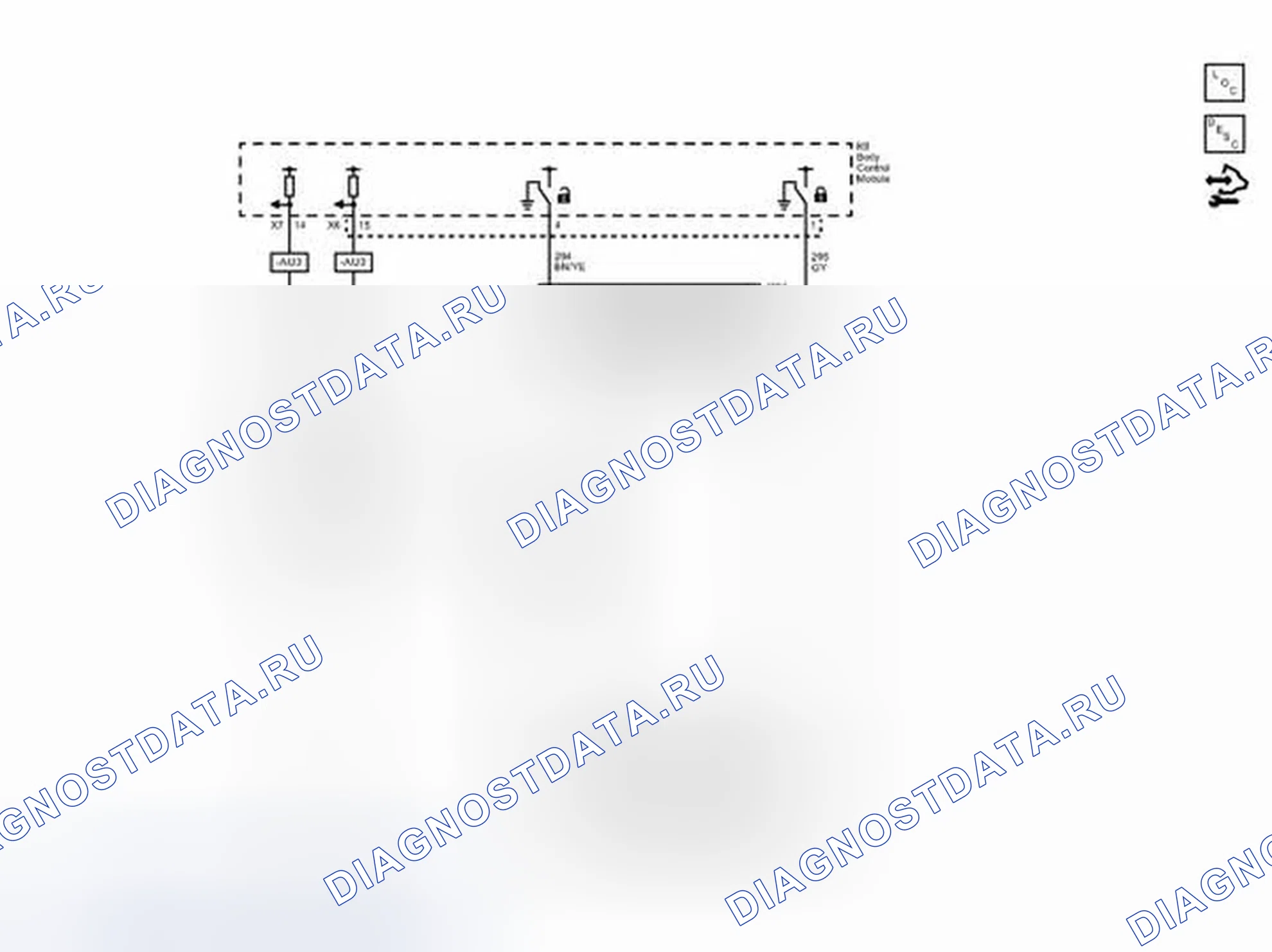 Рис. 8: Принципиальная схема разводки расцепителя дверь багажника. Chevrolet Spark M300