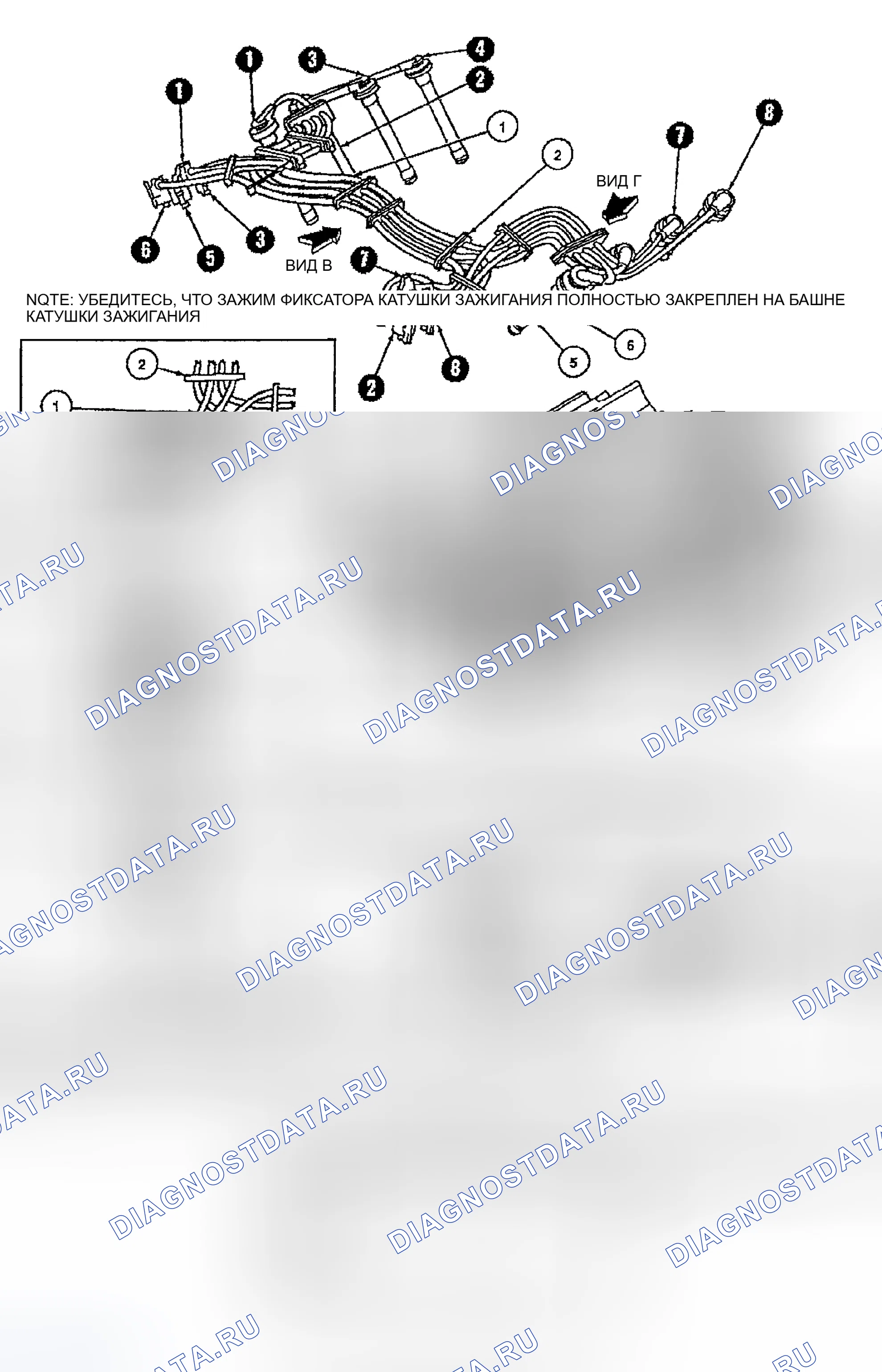 Рис. 3: Идентификация разводки проводов свечи зажигания (Mark VIII). Lincoln Town Car II