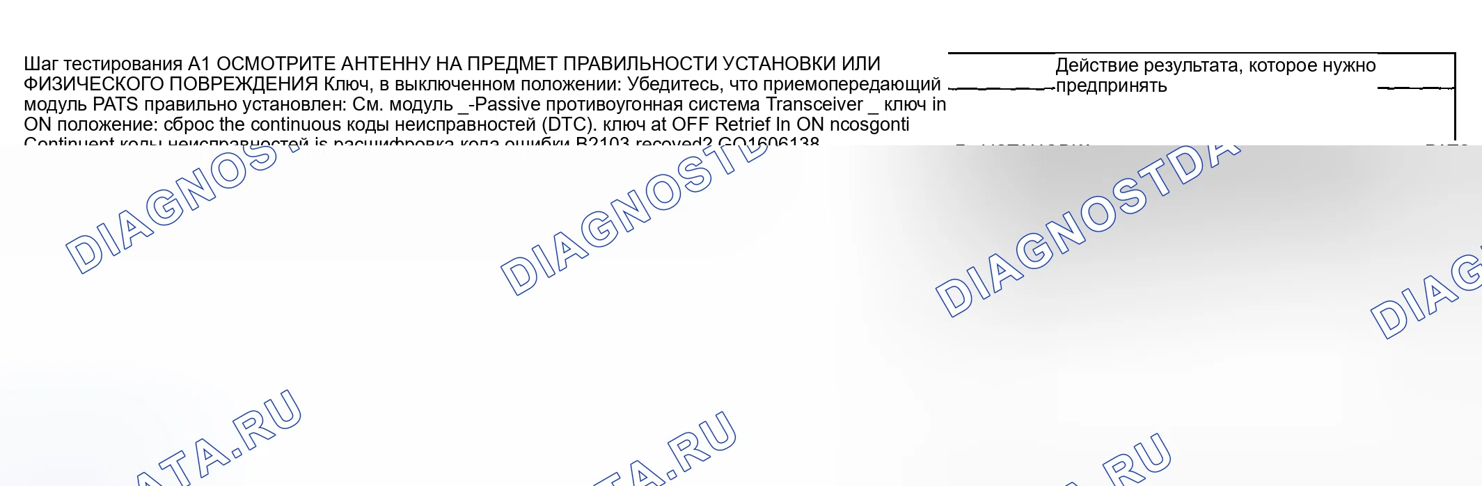 Рис. 4: диагностический тест A: антенна не обнаружена. Mazda Flair II