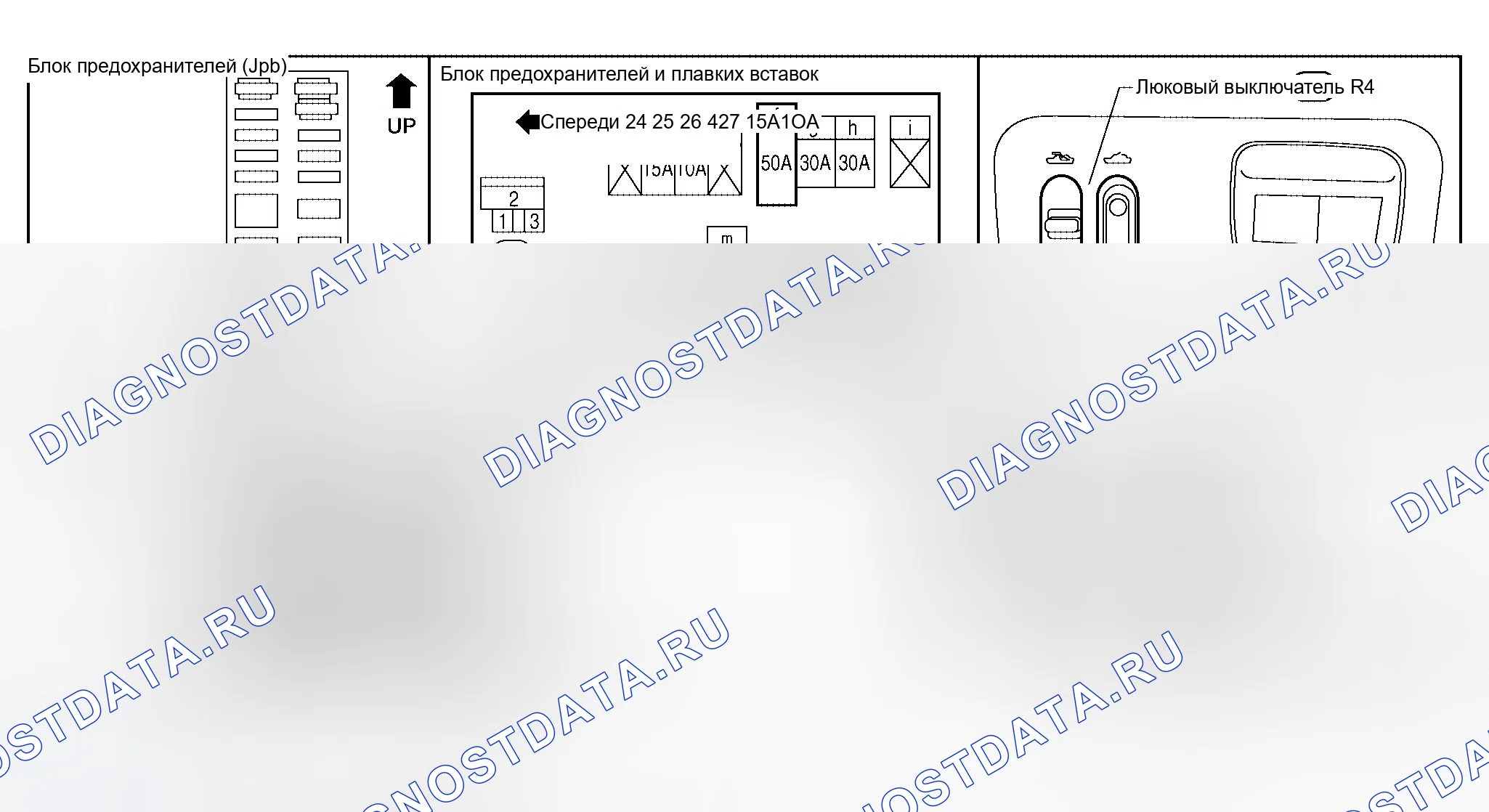 Рис. 19: Расположение компонентов и разъемов кабелей. Nissan Altima L31 рестайлинг