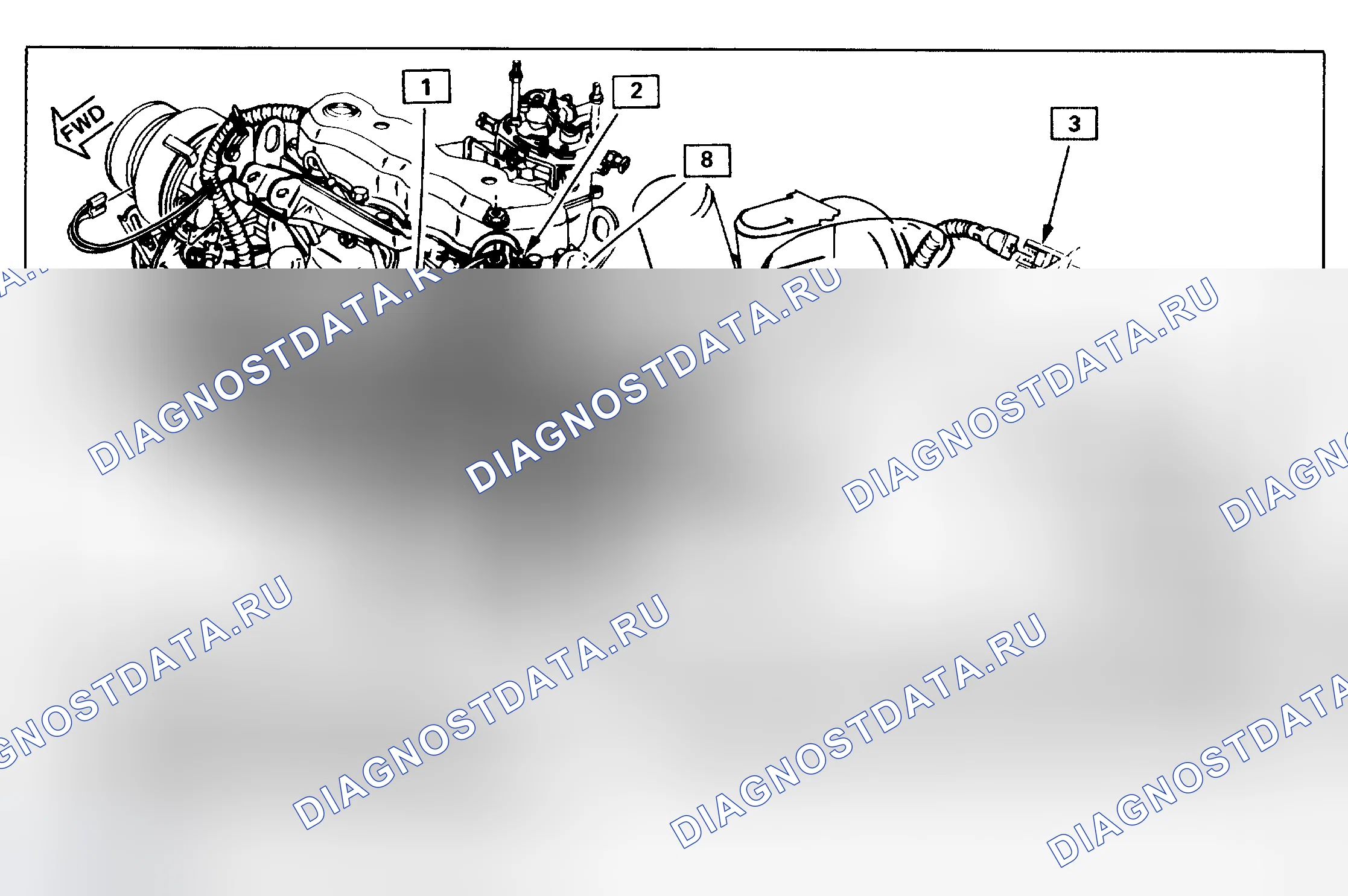 Рис. 48: Окно Eng.Related Comp.Location 1/2-Actual View - A кузов, Pont.. Pontiac Fiero I