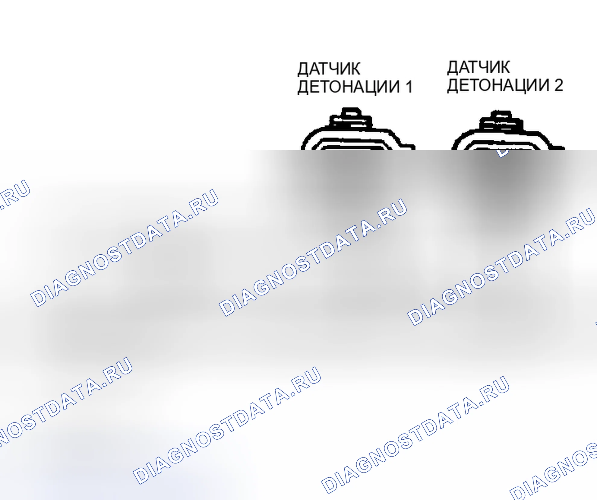 Рис. 12: Испытательные цепи и разъемы сдвоенного датчика детонации. Hyundai ix20 I