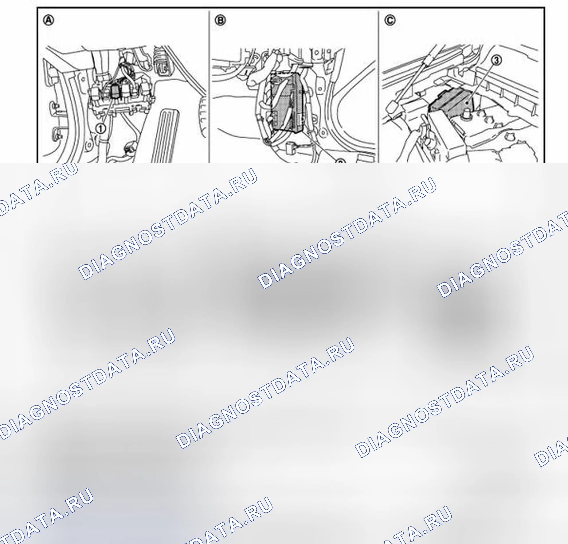 Рис. 9: Расположение компонентов. Infiniti EX35 I