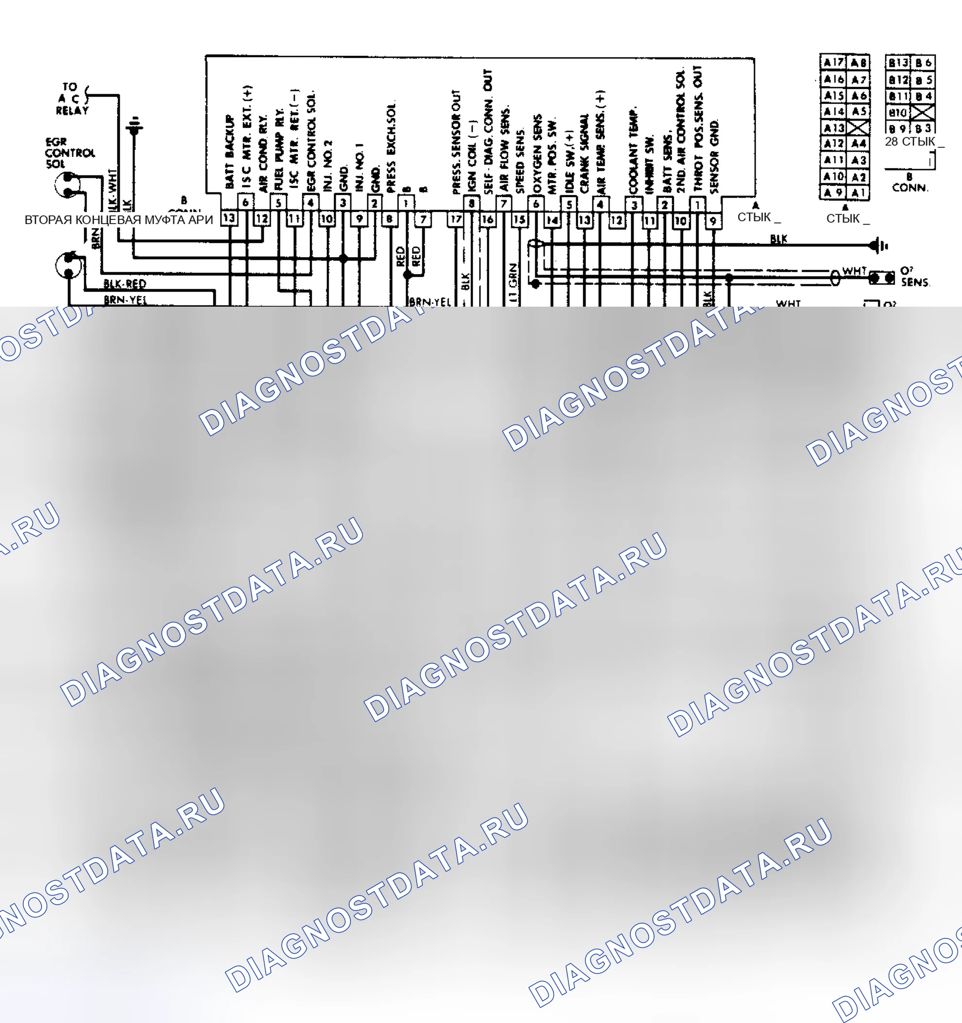 Рис. 44: Схема подключения системы ECI (Mirage). Mitsubishi Mirage II