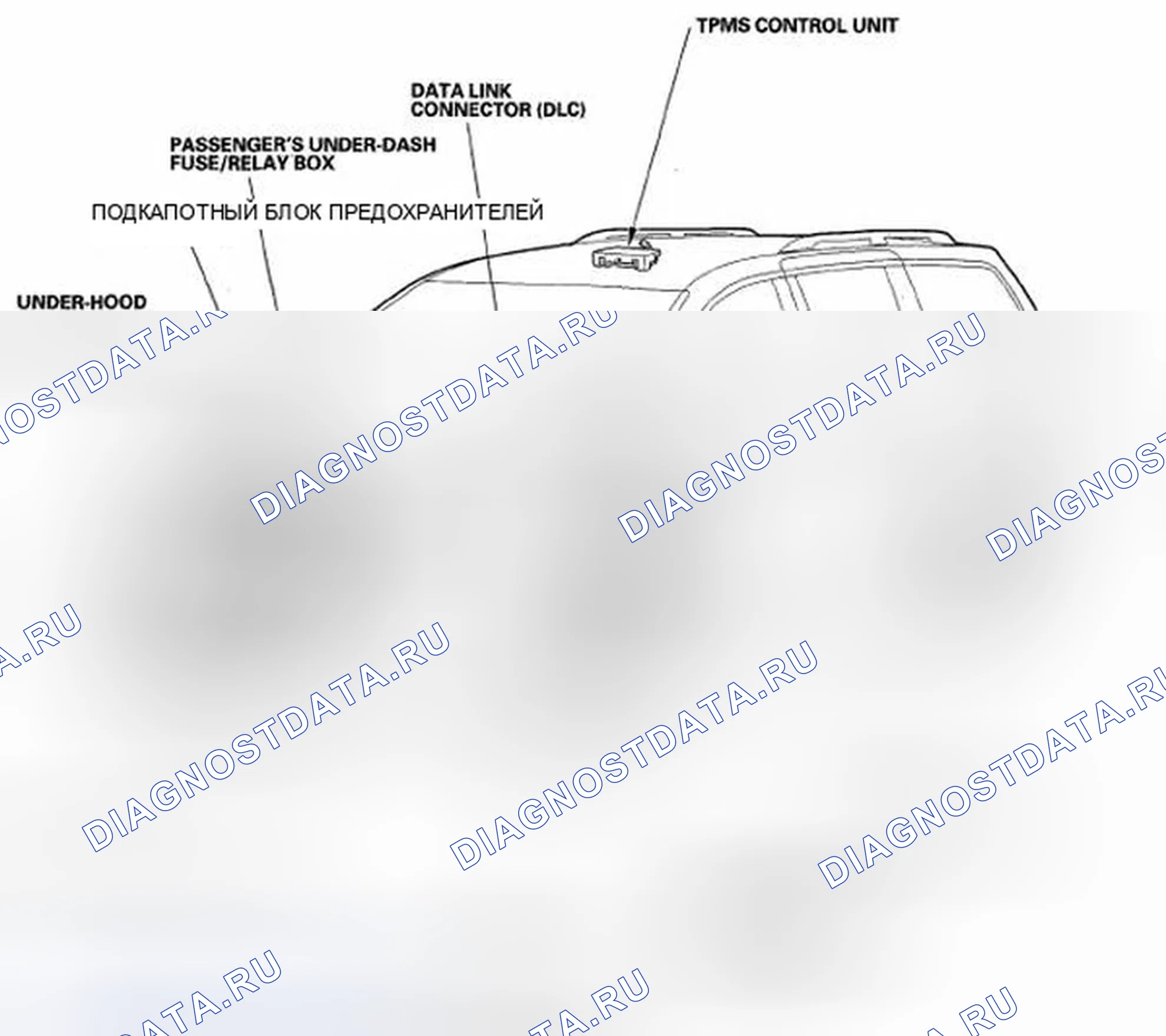 Рис. 1: Указатель расположения компонентов. Honda Odyssey IV