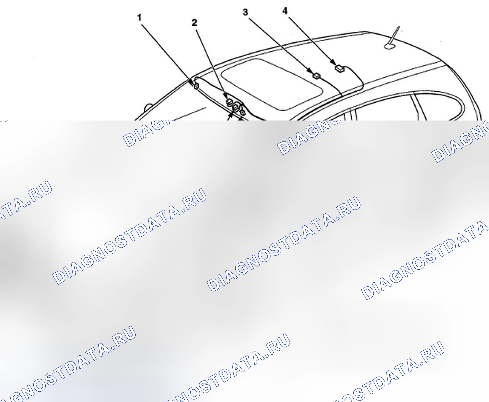 Рис. 353: Жгут проводов для кровли - с люком (стр. 203-26). Honda CR-V III рестайлинг