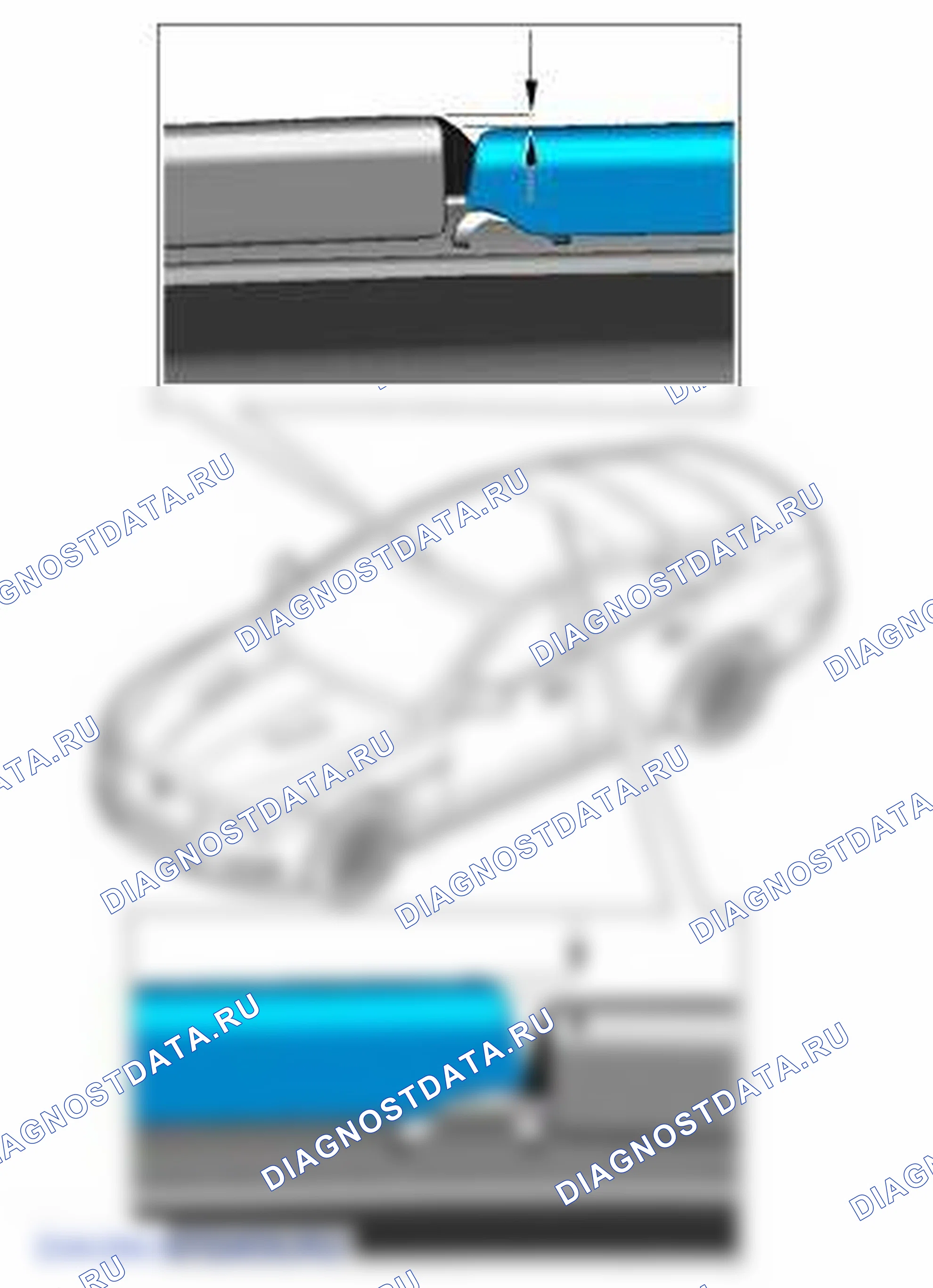 Рис. 4: ПРОВЕРКА люка и складной верха кузова. Jaguar XJ X351 рестайлинг