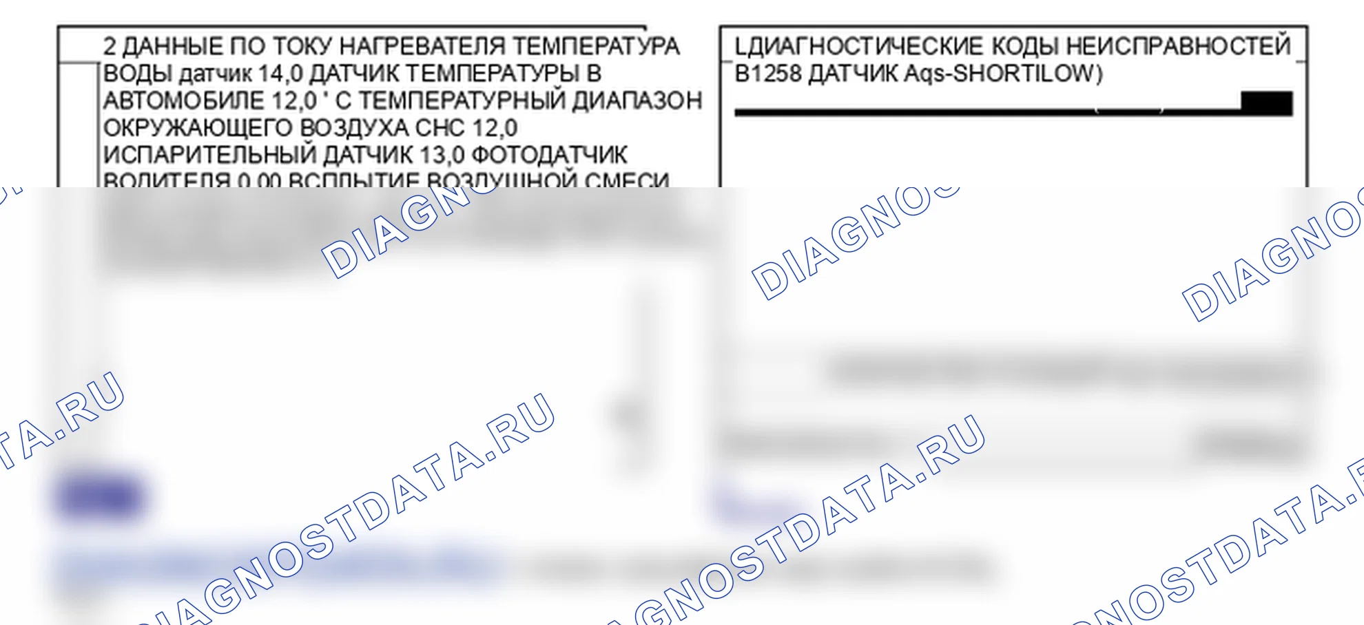 Данные диагностического сканера — B1258. Hyundai Santa Fe CM