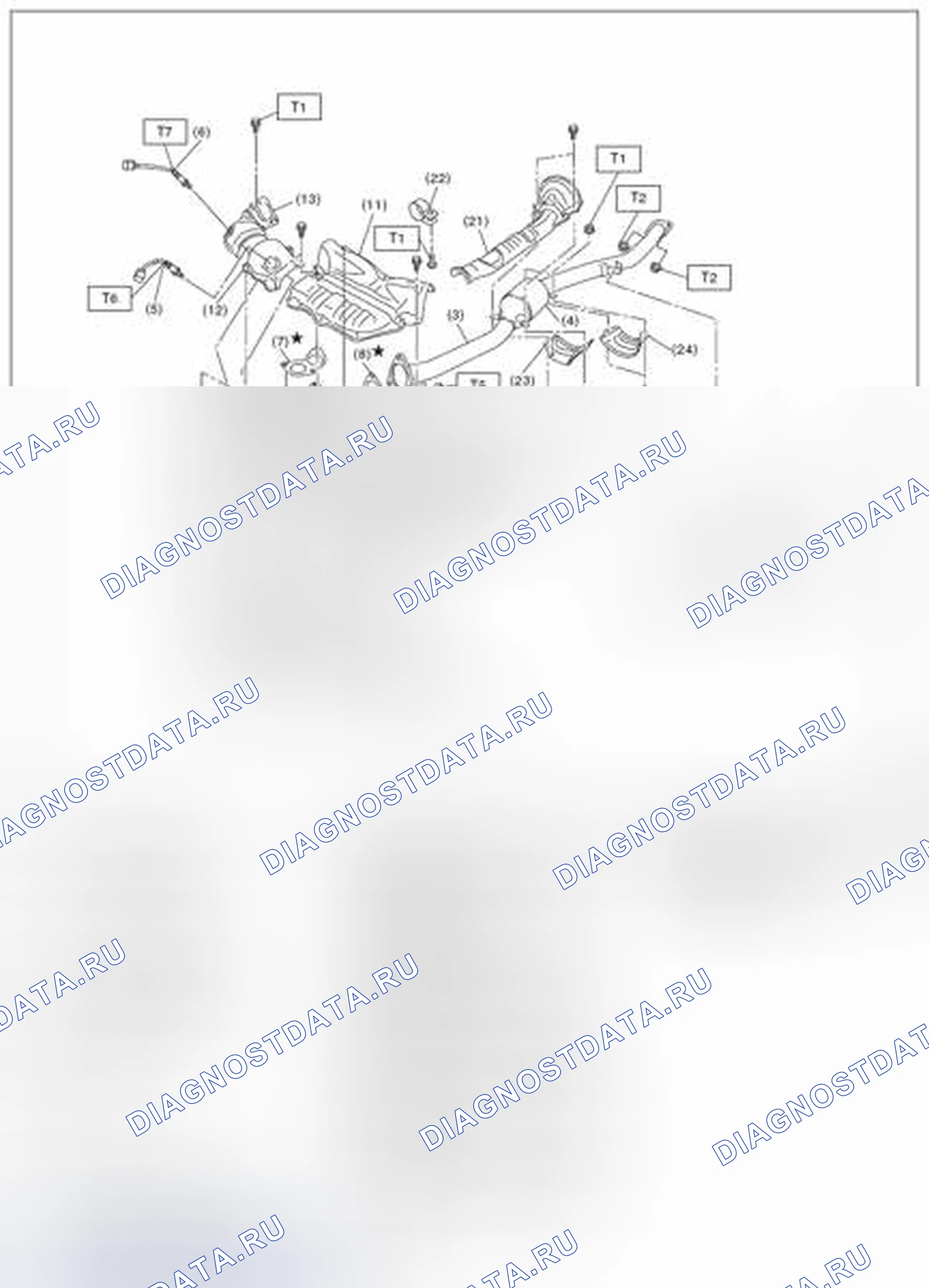 Рис. 4: ПЕРЕДНЯЯ ВЫХЛОПНАЯ ТРУБА И ЦЕНТРАЛЬНАЯ Выхлопная труба. Subaru Legacy BM/BR рестайлинг