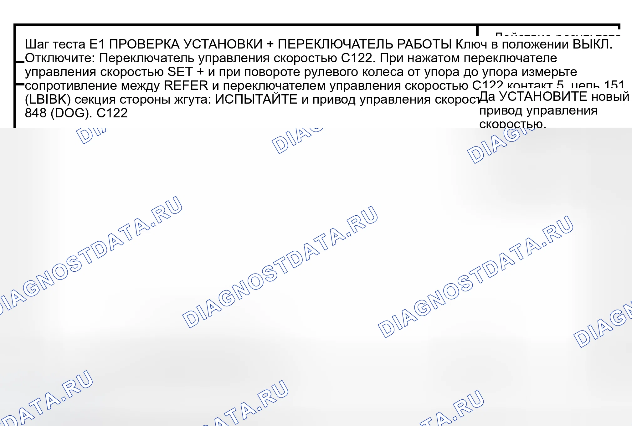 Рис. 11: КОНТРОЛЬНАЯ ТОЧКА E: ПЕРЕКЛЮЧАТЕЛЬ ЧАСТОТЫ ВРАЩЕНИЯ НЕ РАБОТАЕТ - SET +. Ford Econoline E150 