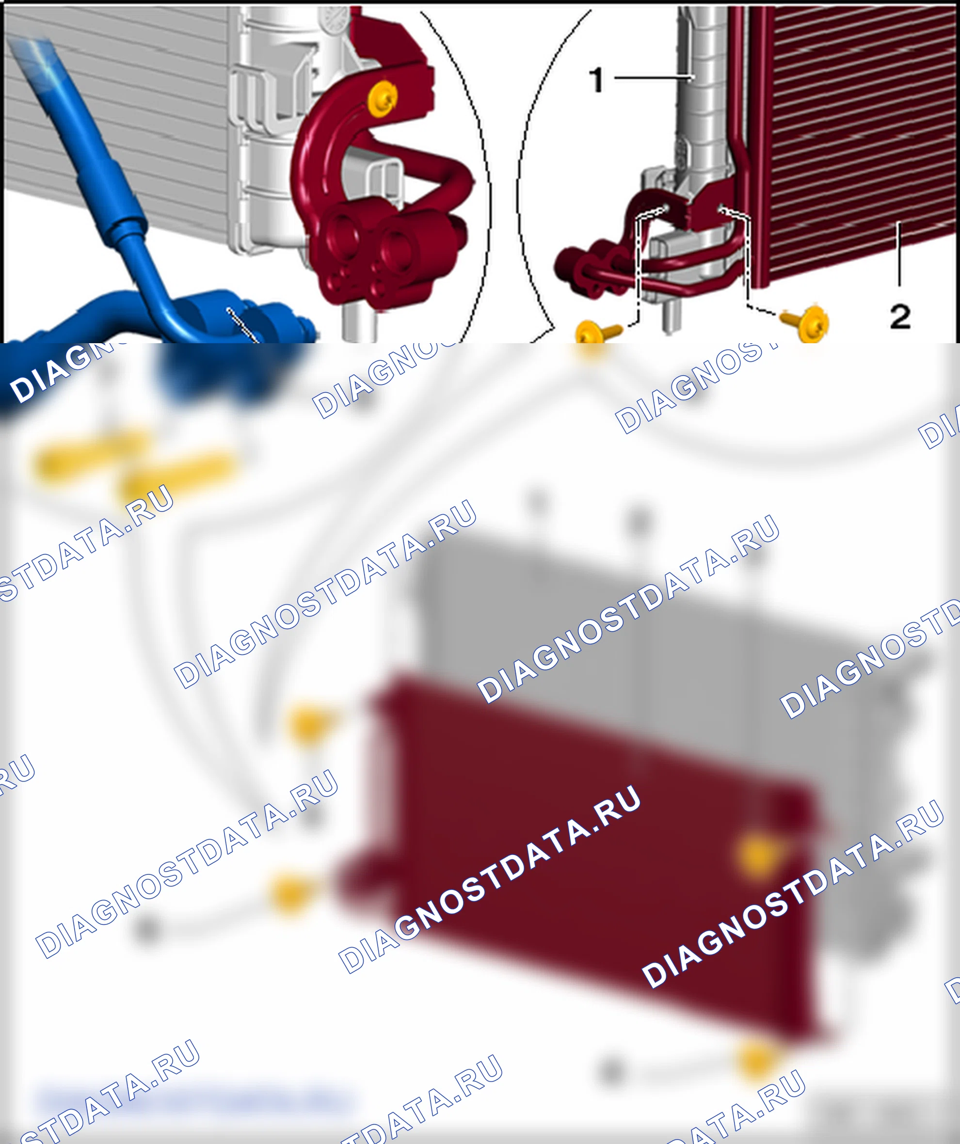 Компоненты кондиционера - климат-контроль (Climatronic) в моторном отсеке. SEAT Ibiza IV