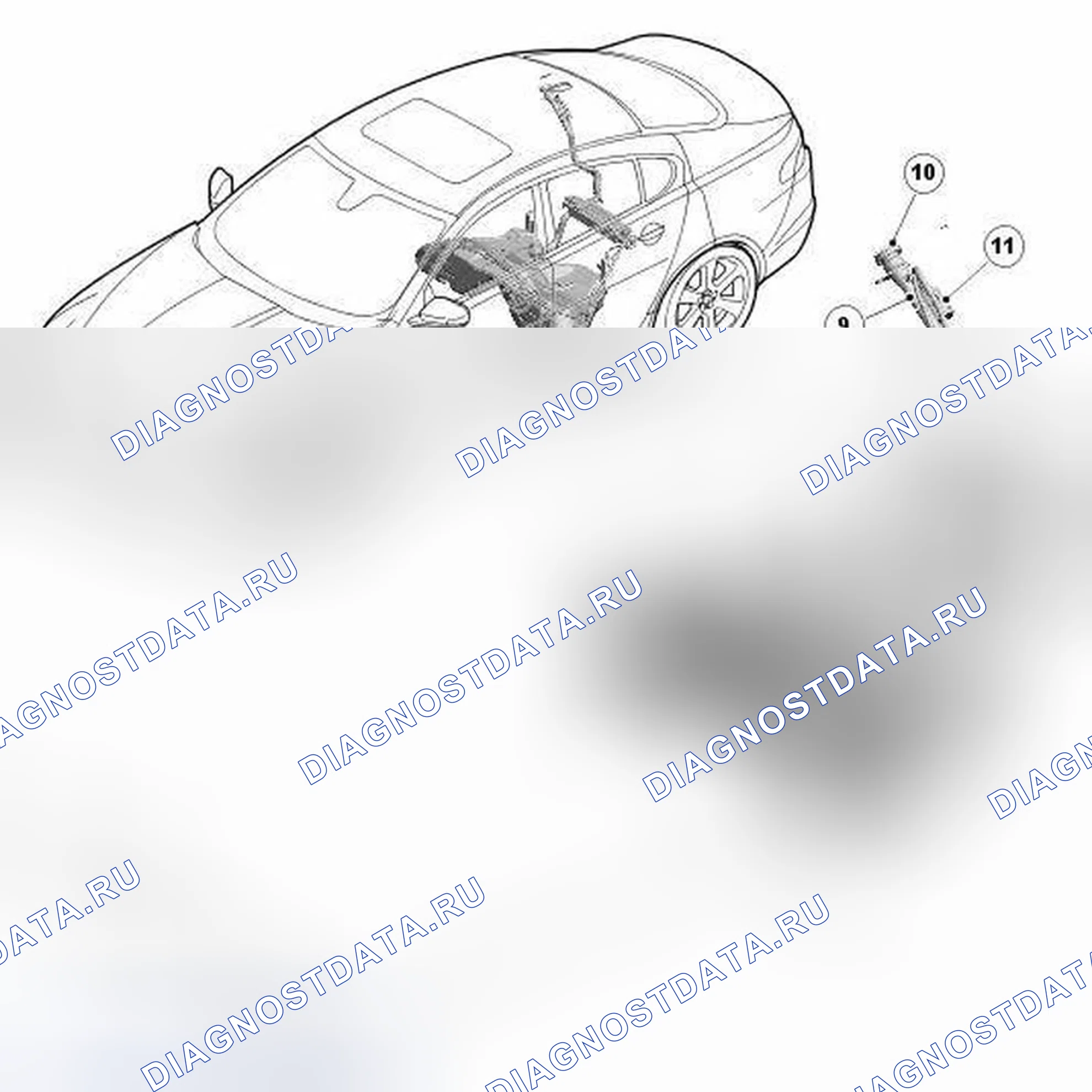 Рис. 153: РАСПОЛОЖЕНИЕ КОМПОНЕНТОВ. Jaguar XF I