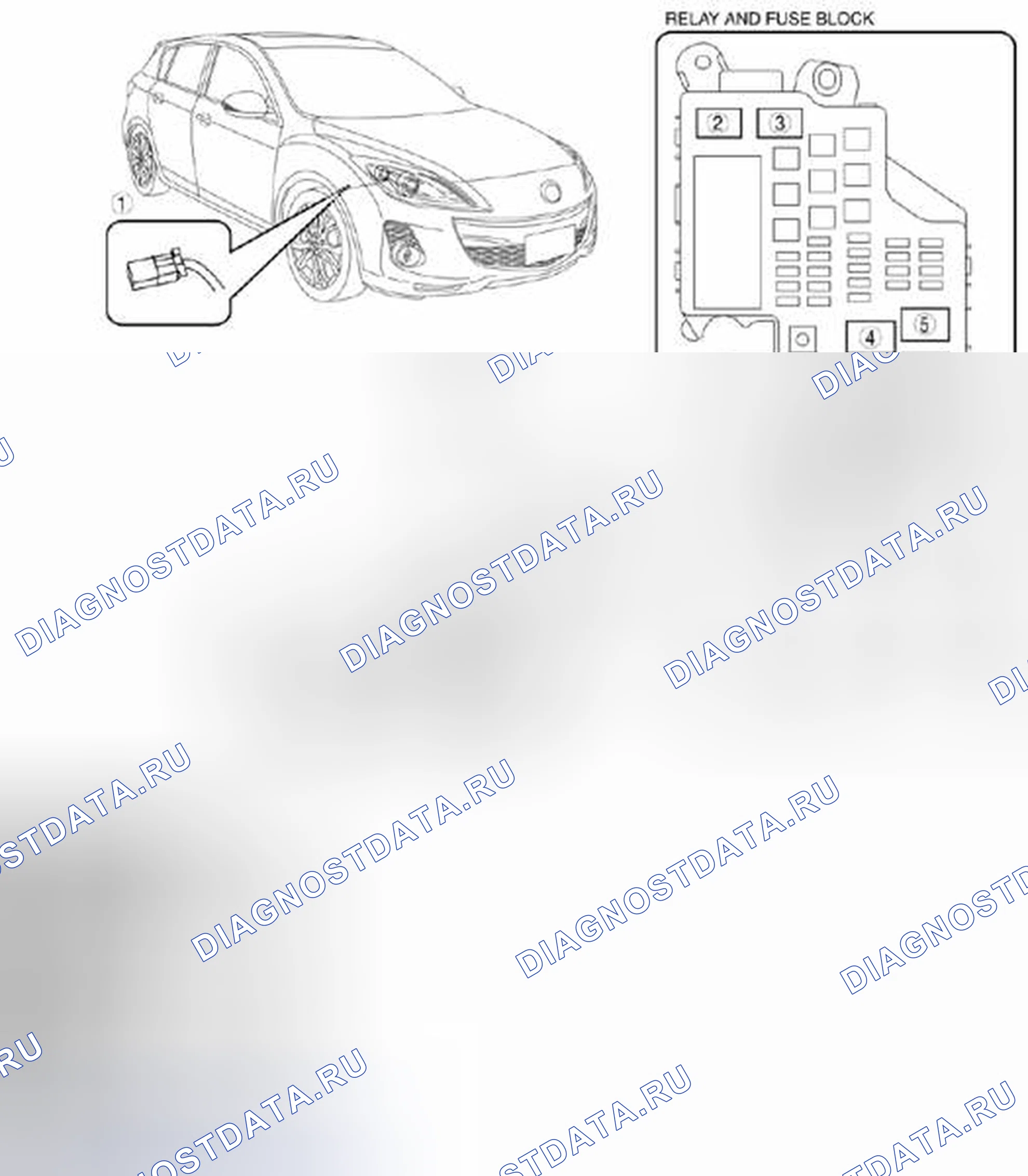 Рис. 34: Расположение реле (SKYACTIV-G 2.0). Mazda 3 BL рестайлинг