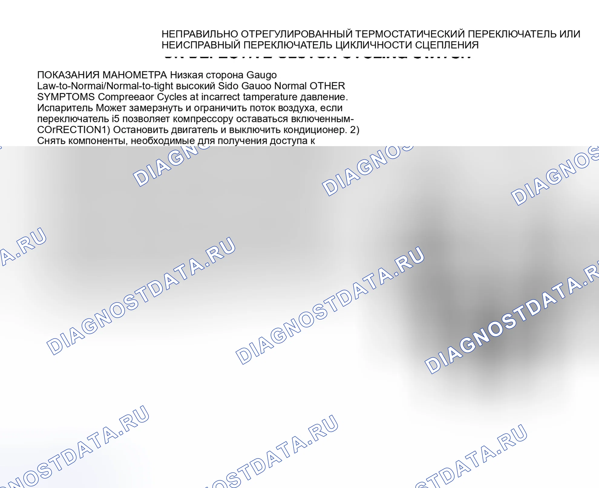 Рис. 3: Неправильно отрегулированный термостатический выключатель или неисправный датчик выключателя с циклическим переключением сцепления. Oldsmobile Silhouette I