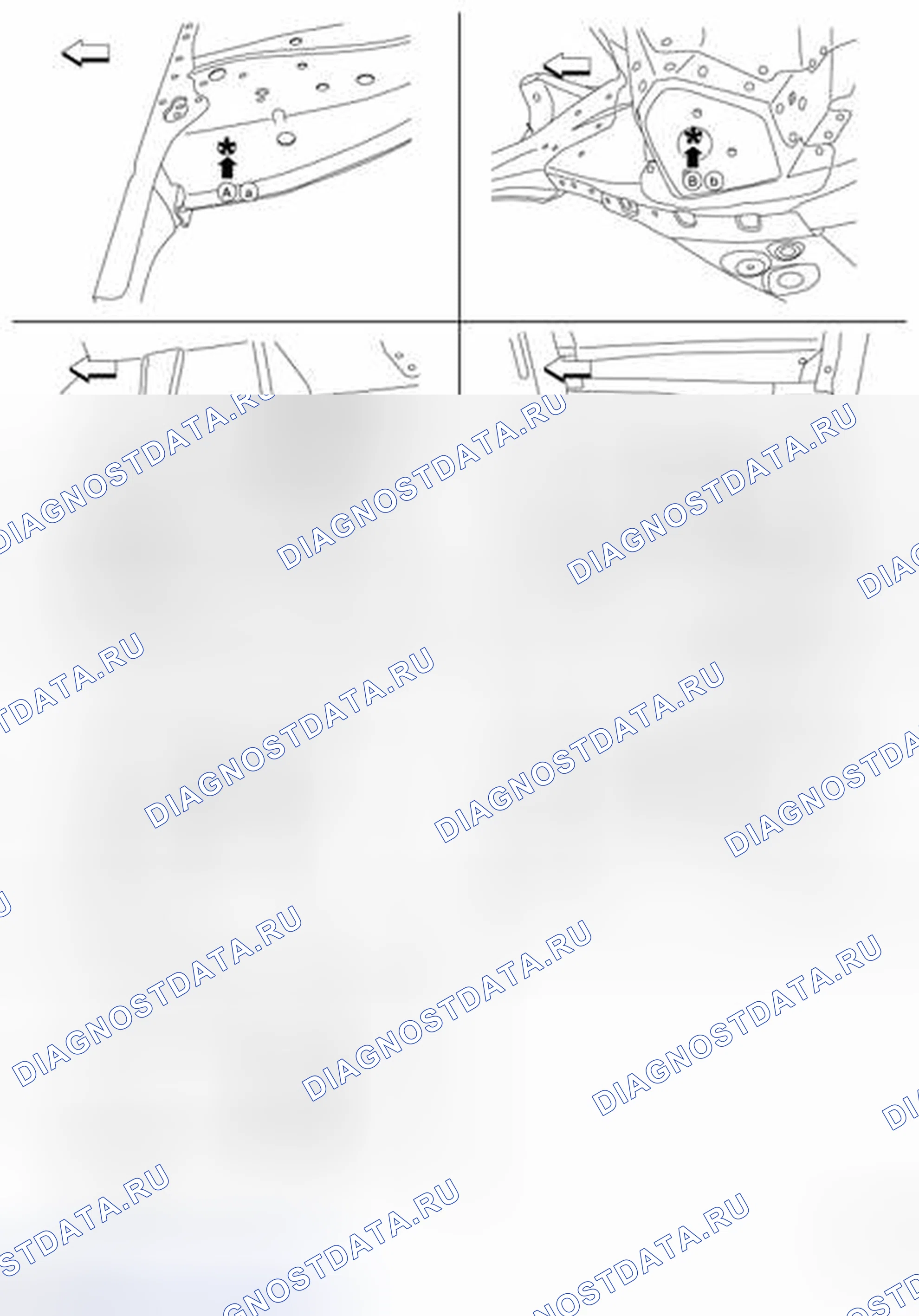 Рис. 193: ТОЧКИ ИЗМЕРЕНИЯ. Nissan Pathfinder IV рестайлинг