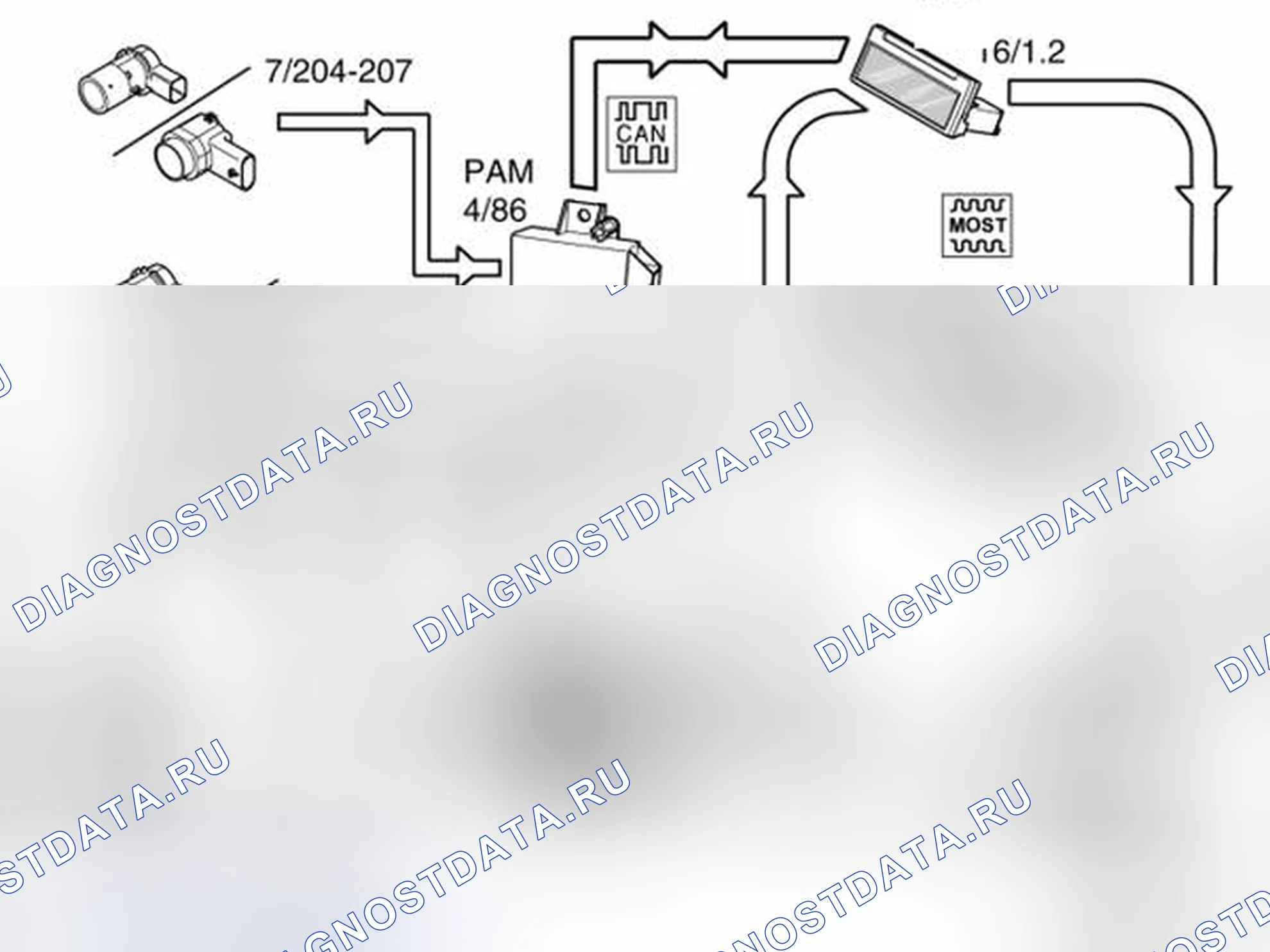 Рис. 324: СИСТЕМА ПОМОЩИ ПРИ ПАРКОВКЕ. Volvo S40 II рестайлинг