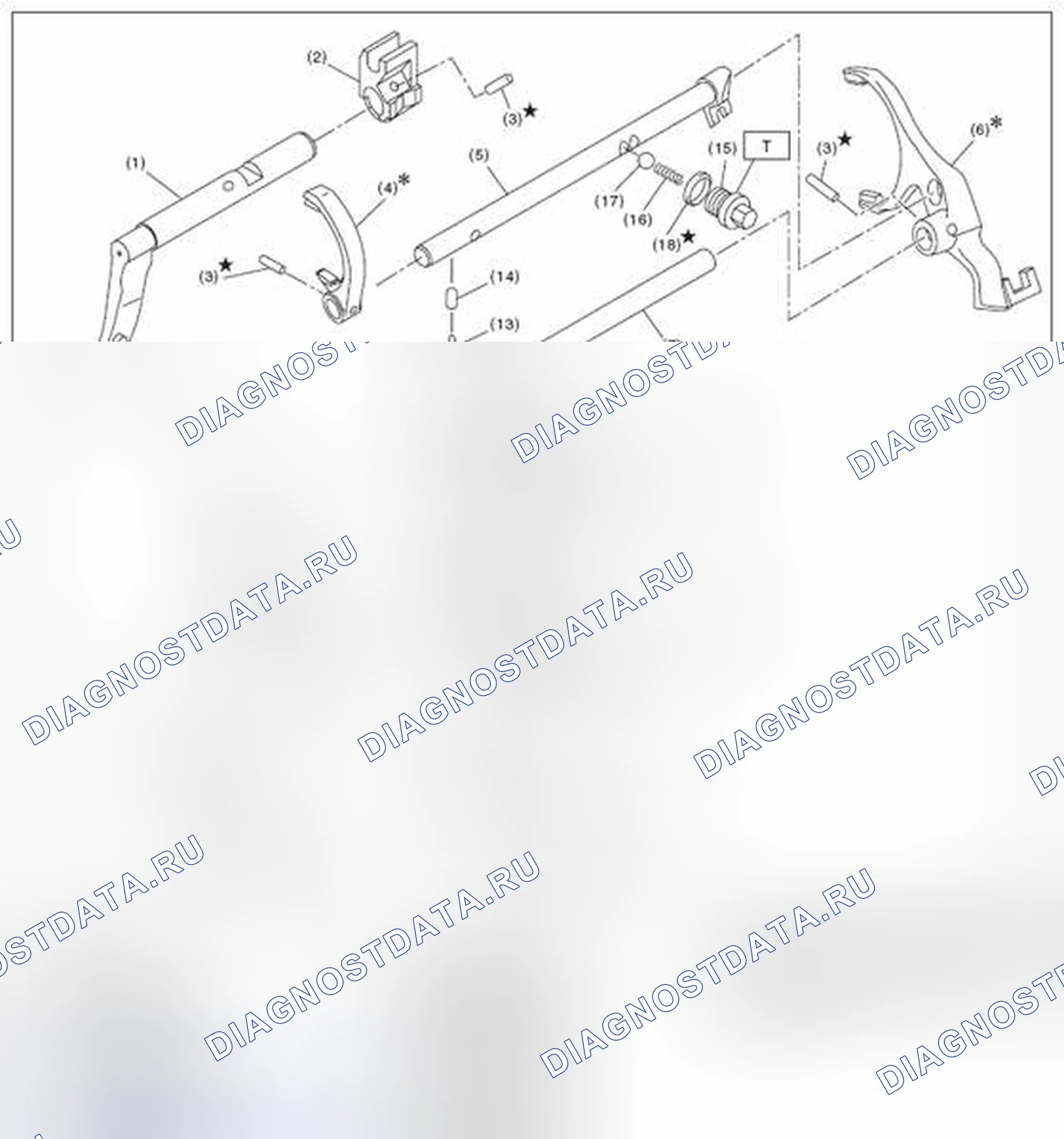 Рис. 21: ВИЛКА И ШТОК ПЕРЕКЛЮЧАТЕЛЯ ПЕРЕДАЧ. Subaru Forester SJ