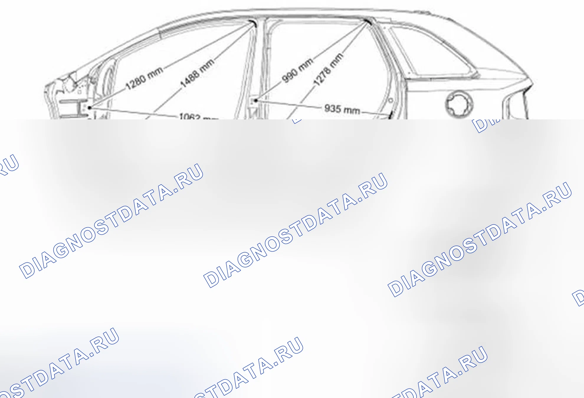 Рис. 99: Размеры крышки со стороны кузова. Ford Edge I рестайлинг