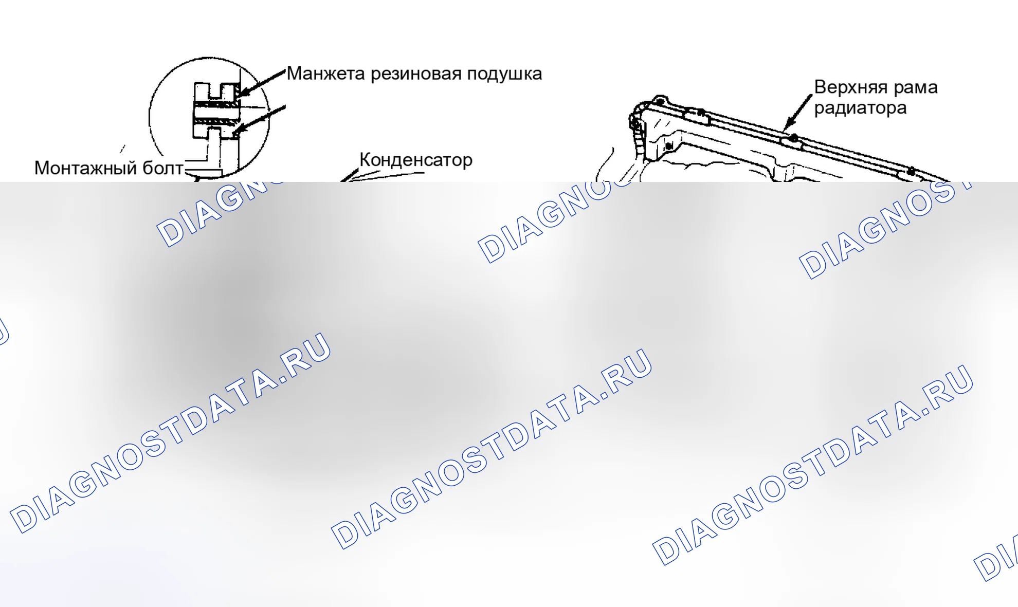 Рис. 6: Блок конденсатора системы кондиционирования воздуха. Honda Accord I