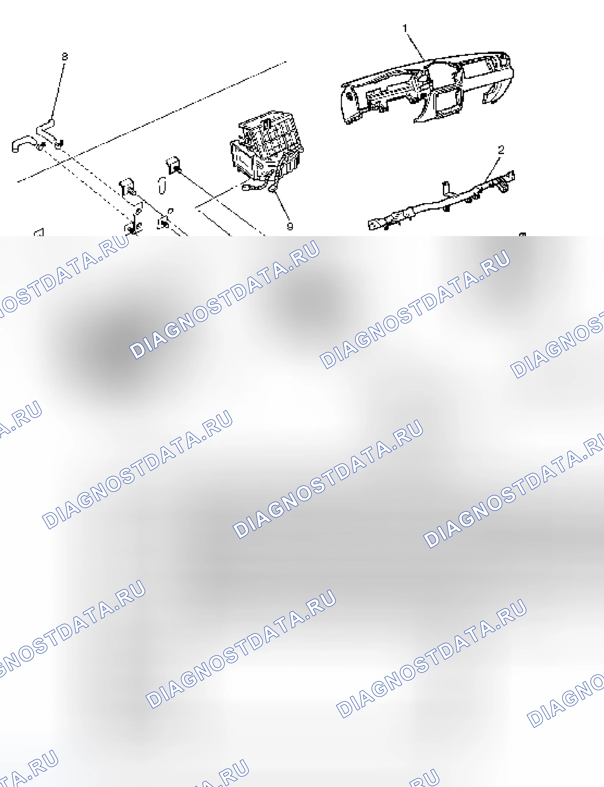 Рис. 85: БЛОК НАГРЕВАТЕЛЯ И СВЯЗАННЫЕ ДЕТАЛИ. Isuzu Axiom I