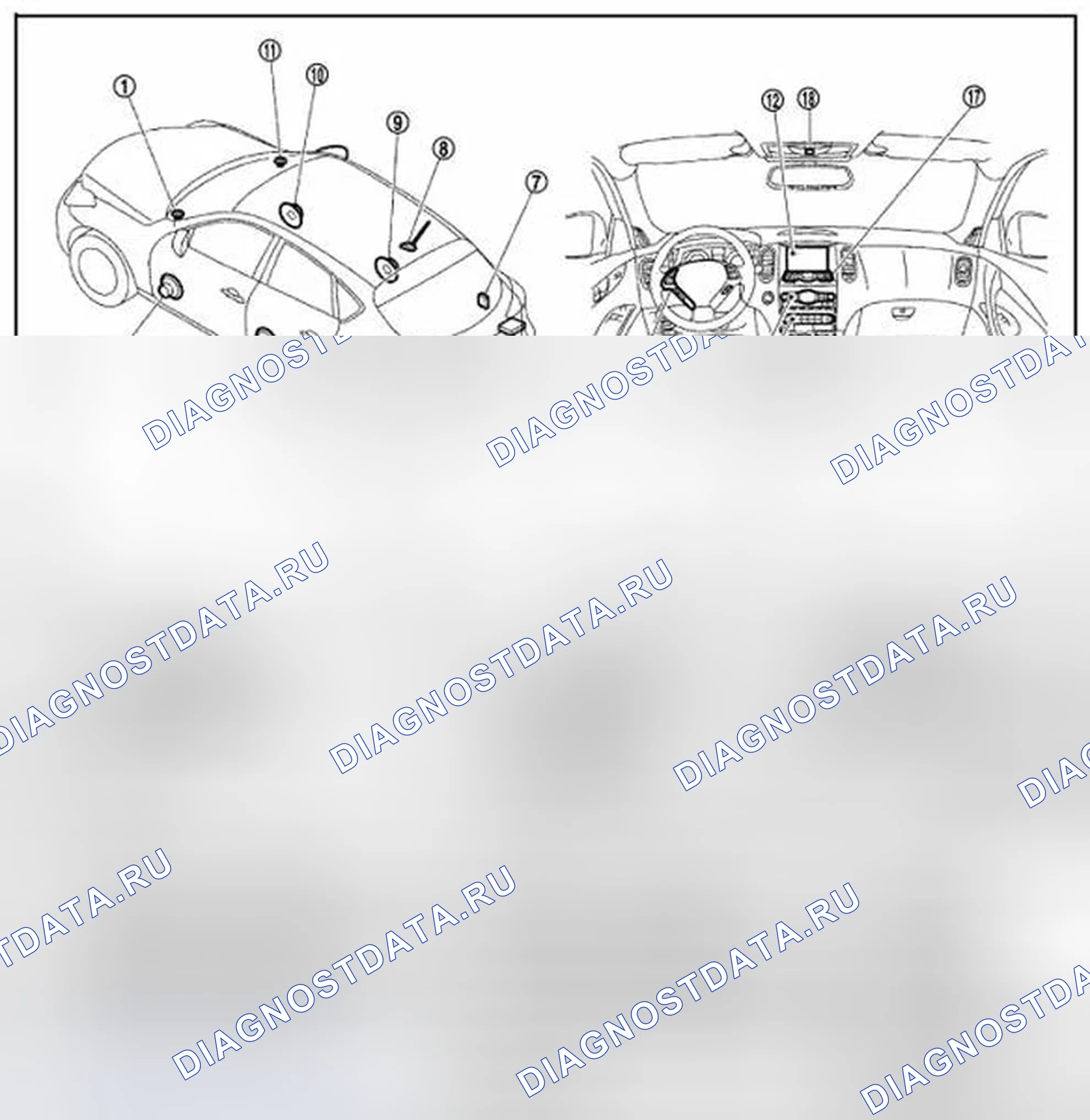 Рис. 62: Расположение компонентов. Infiniti QX50 I