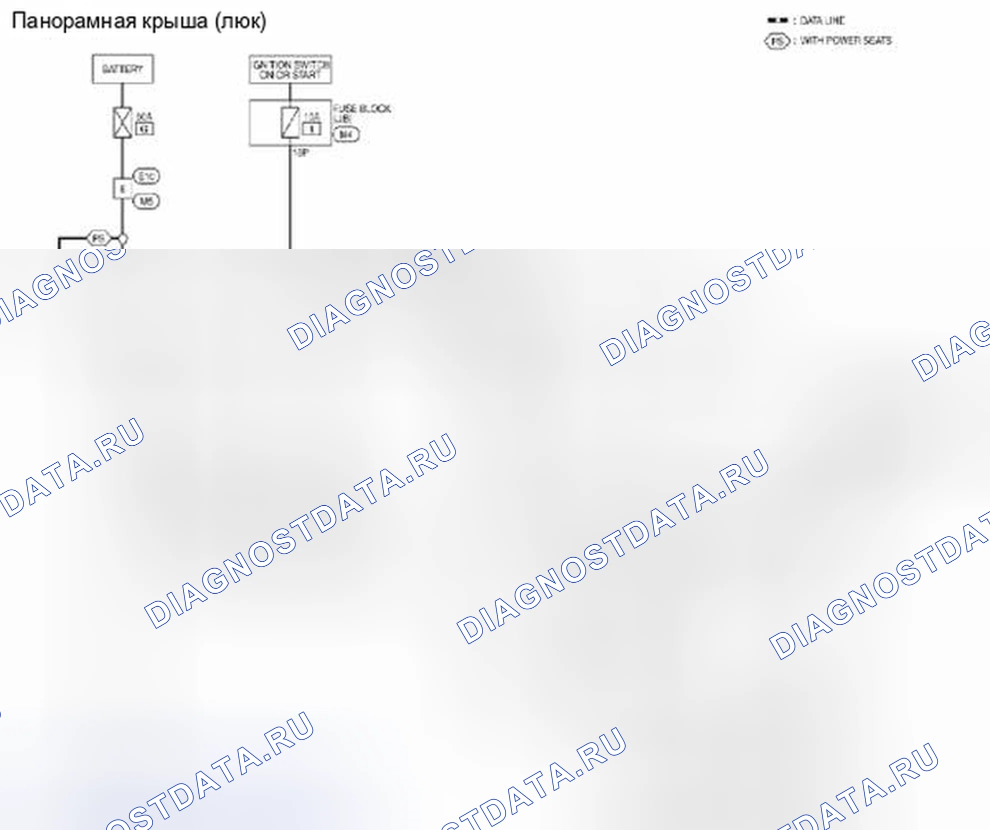 Рис. 285: Люковый электродвигатель в сборе: электросхема. Suzuki Equator I