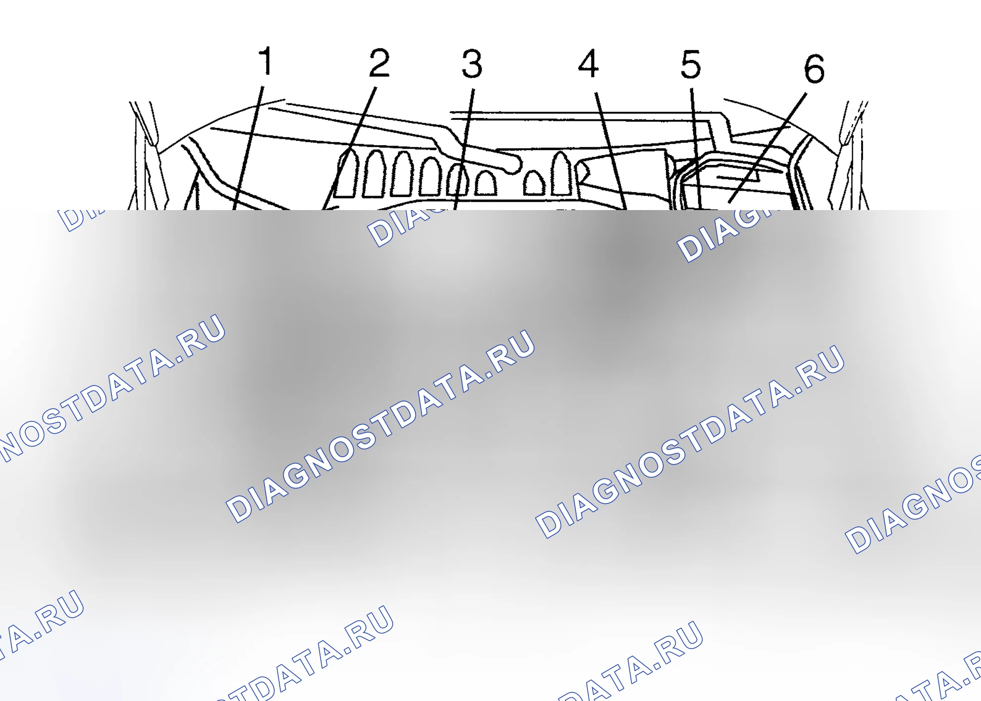 Рис. 4: РАСПОЛОЖЕНИЕ ТОЧЕК ОБСЛУЖИВАНИЯ. Volvo S70 I