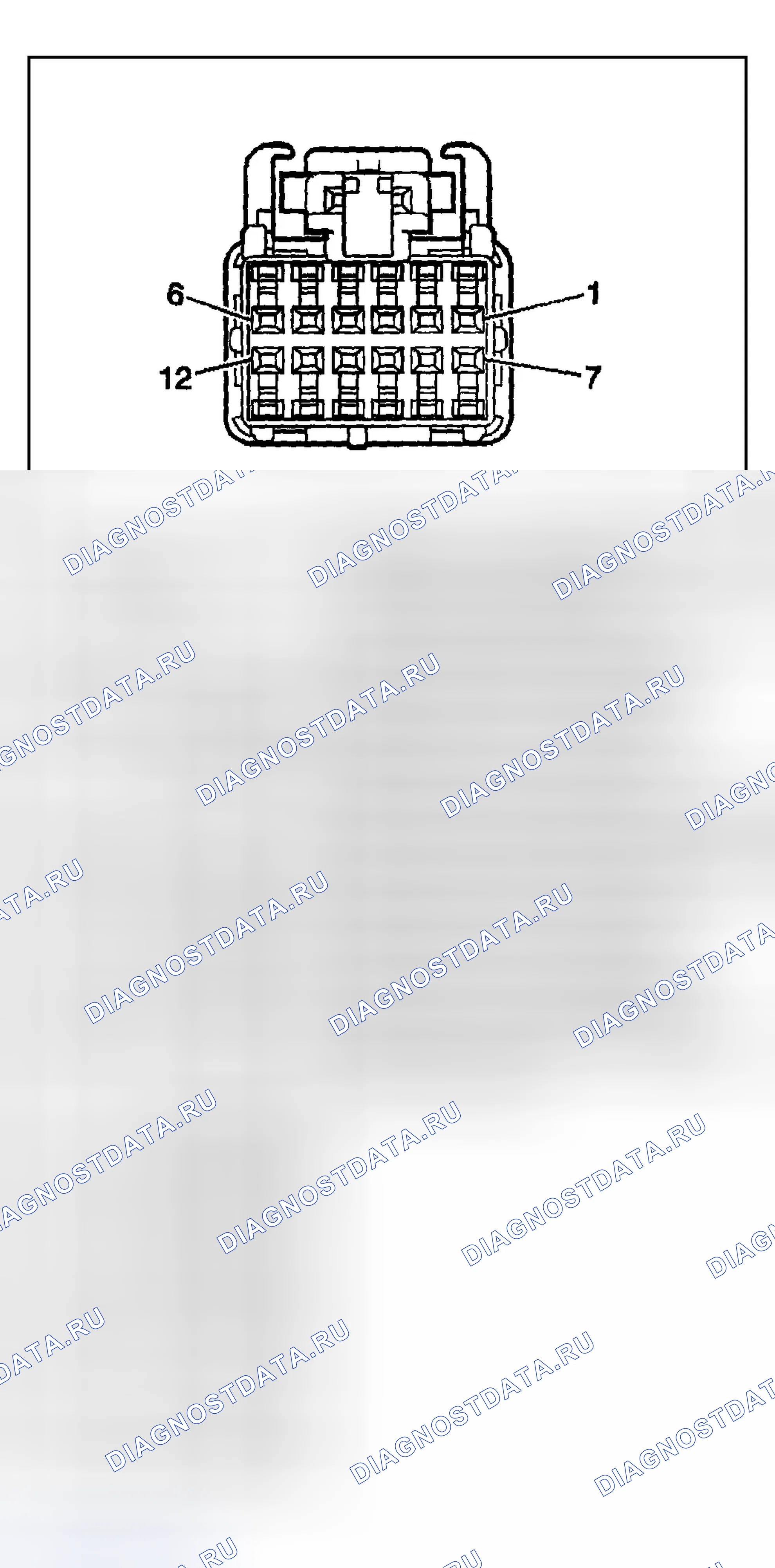 Рис. 23: Вид с торца разъема системы питание сиденье. Chevrolet Suburban K2500 GMT800