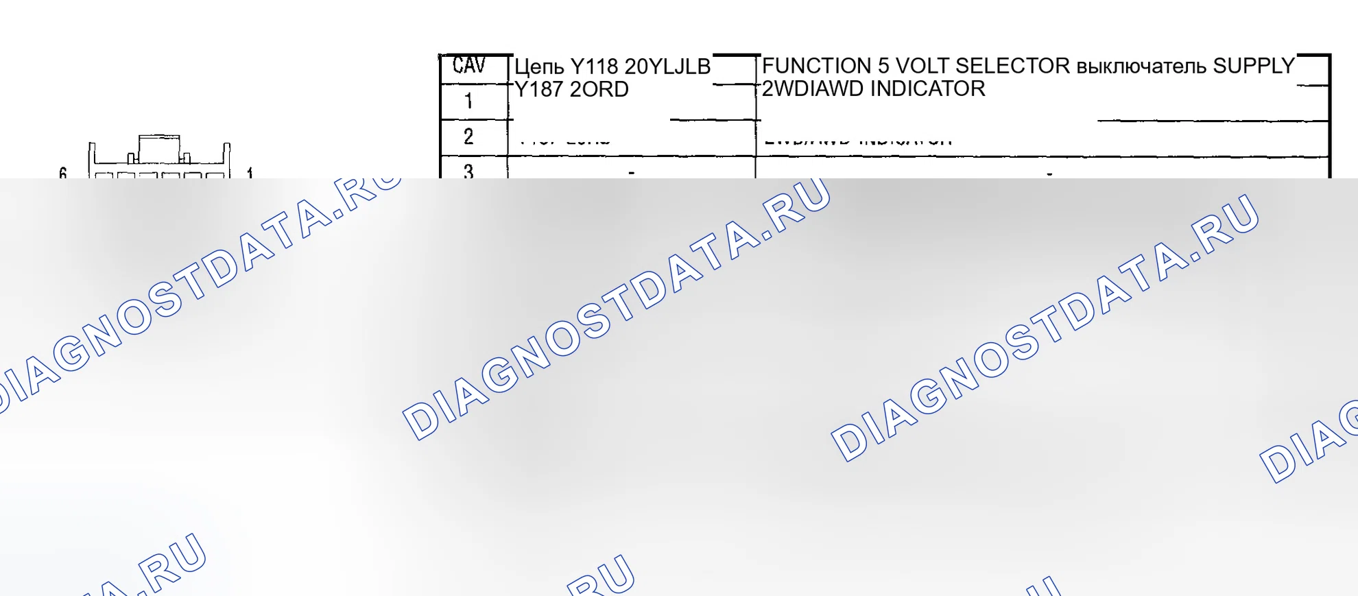 Рис. 1042: ВИД С ТОРЦА ПЕРЕКЛЮЧАТЕЛЯ РАЗДАТОЧНОЙ КОРОБКИ. Dodge Pickup R2500 