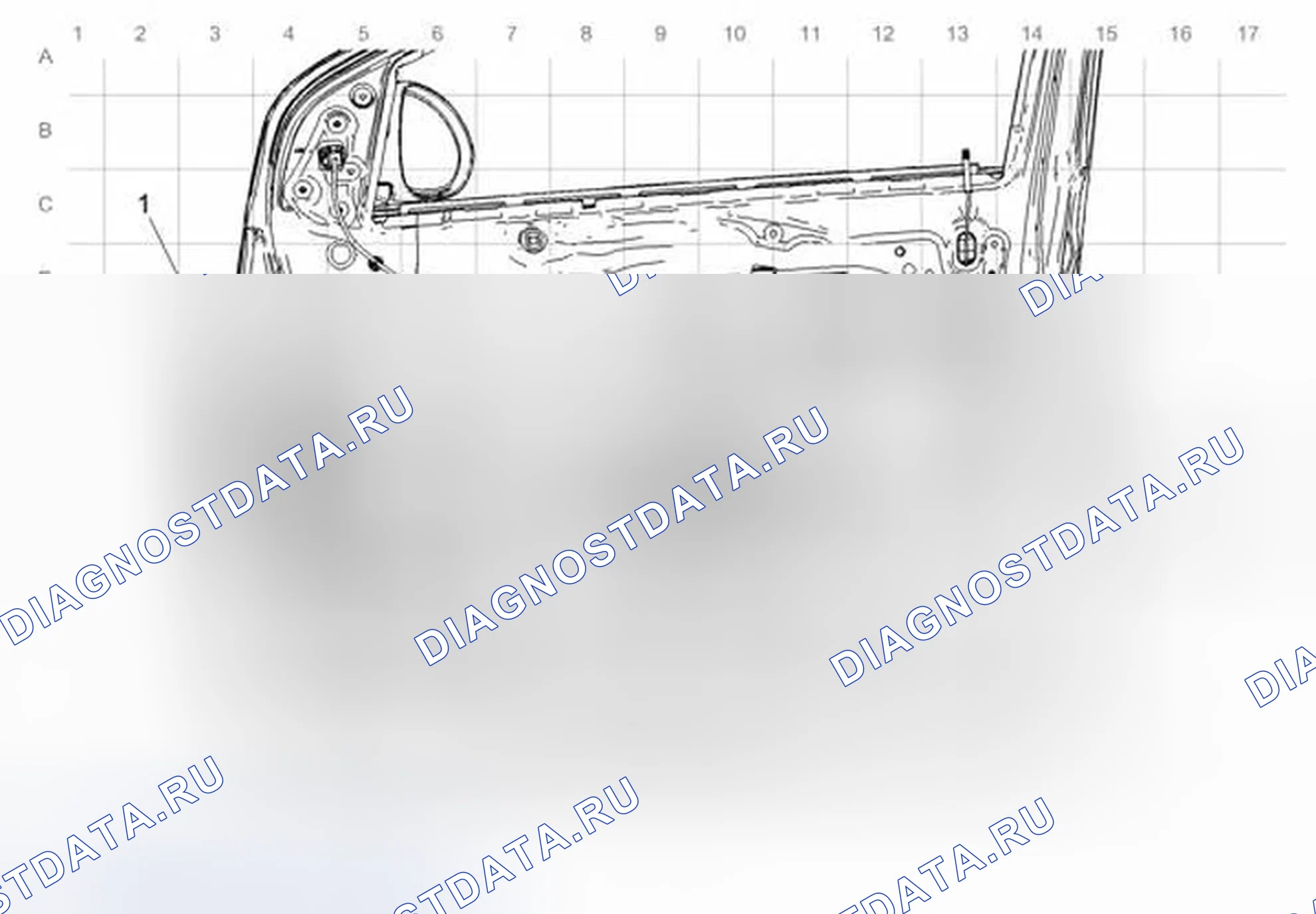 Рис. 36: Прокладка подвесной системы пассажирской двери. Chevrolet Sonic I