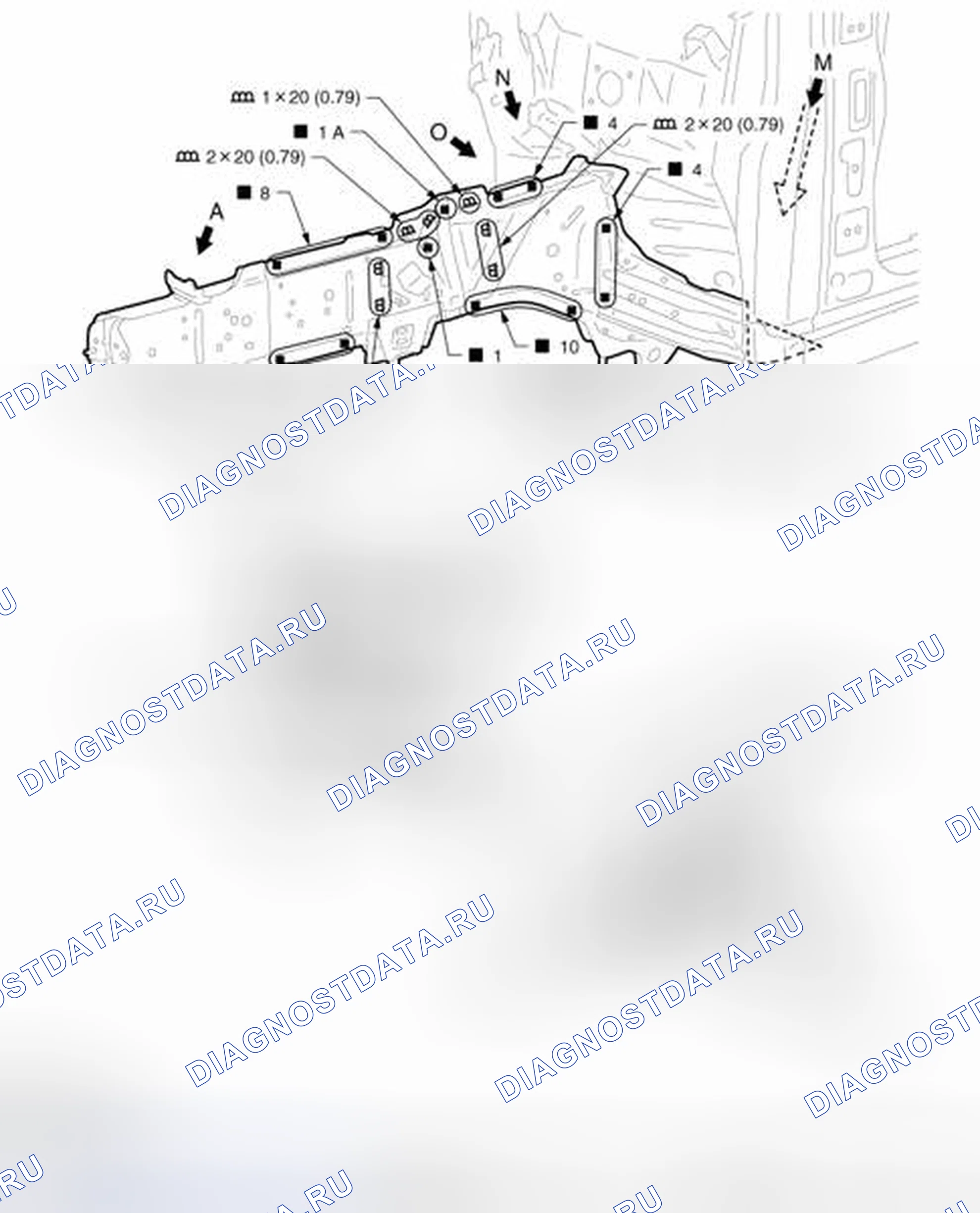 Рис. 244: Элемент передней стороны (2WD). Infiniti EX37 I