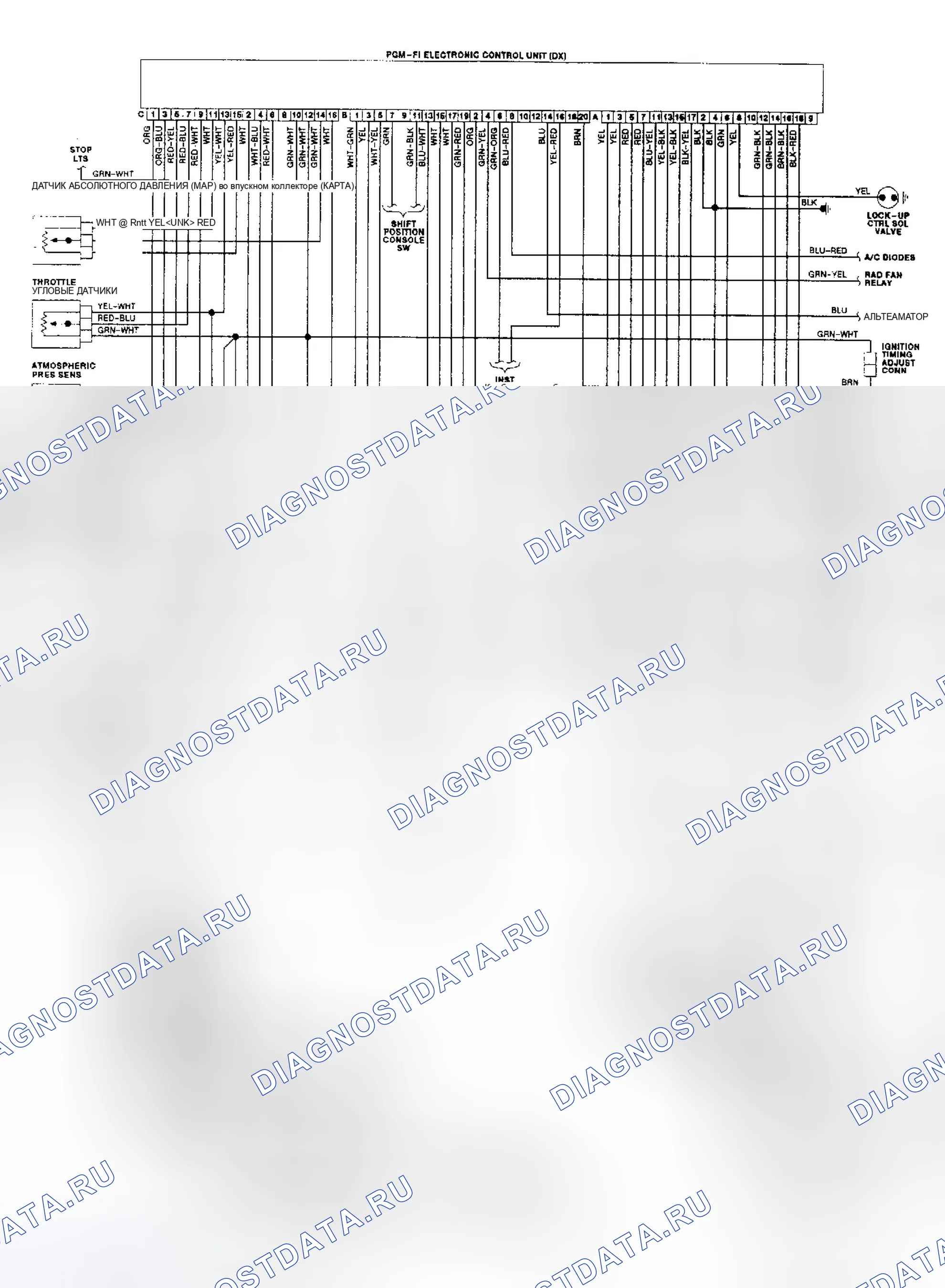 Рис. 54: Схема электропроводки Civic 2WD. Honda Civic II
