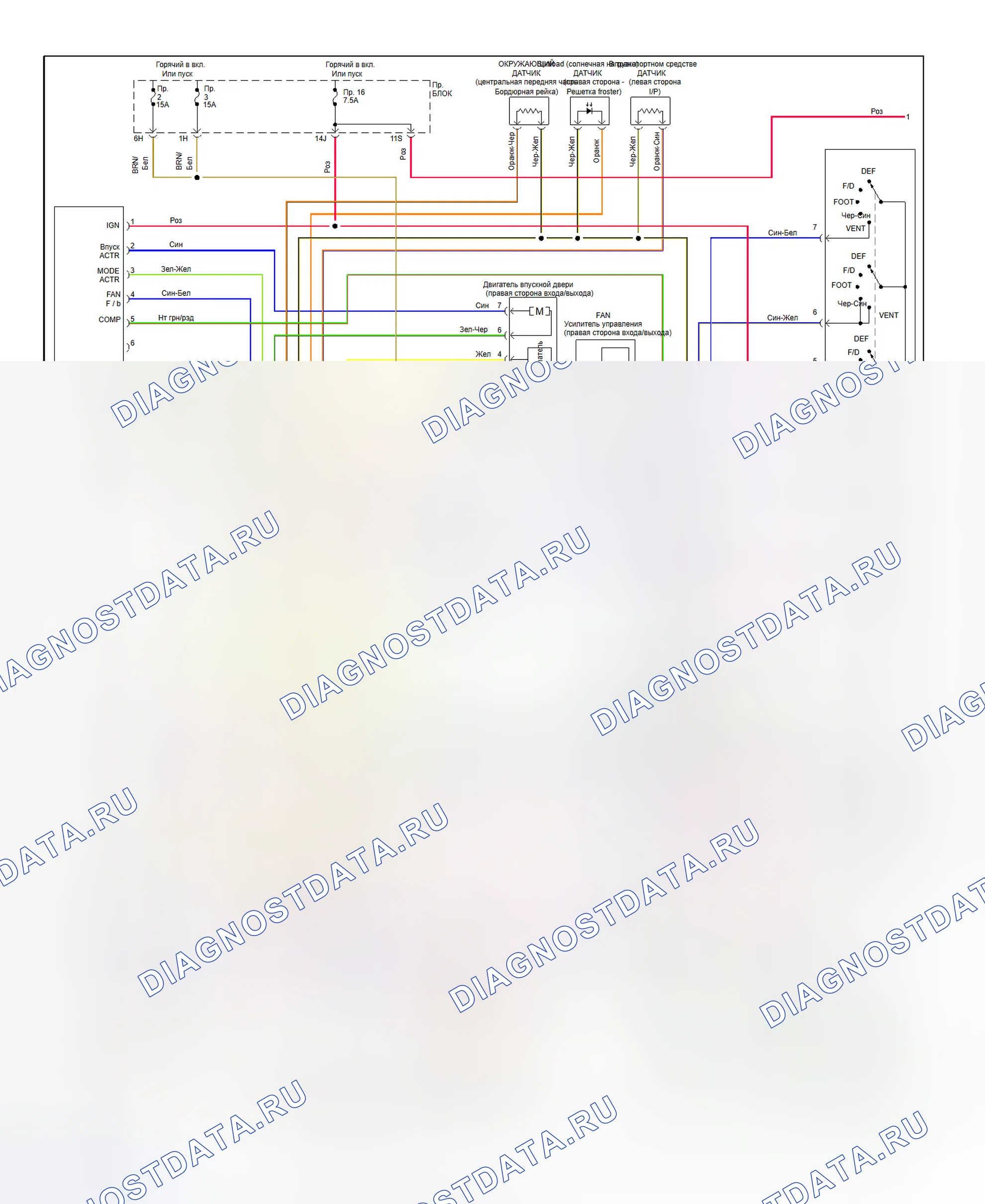 Рис. 1: Схема подключения автоматической системы A / C-отопитель (1 из 2). Nissan Maxima A32