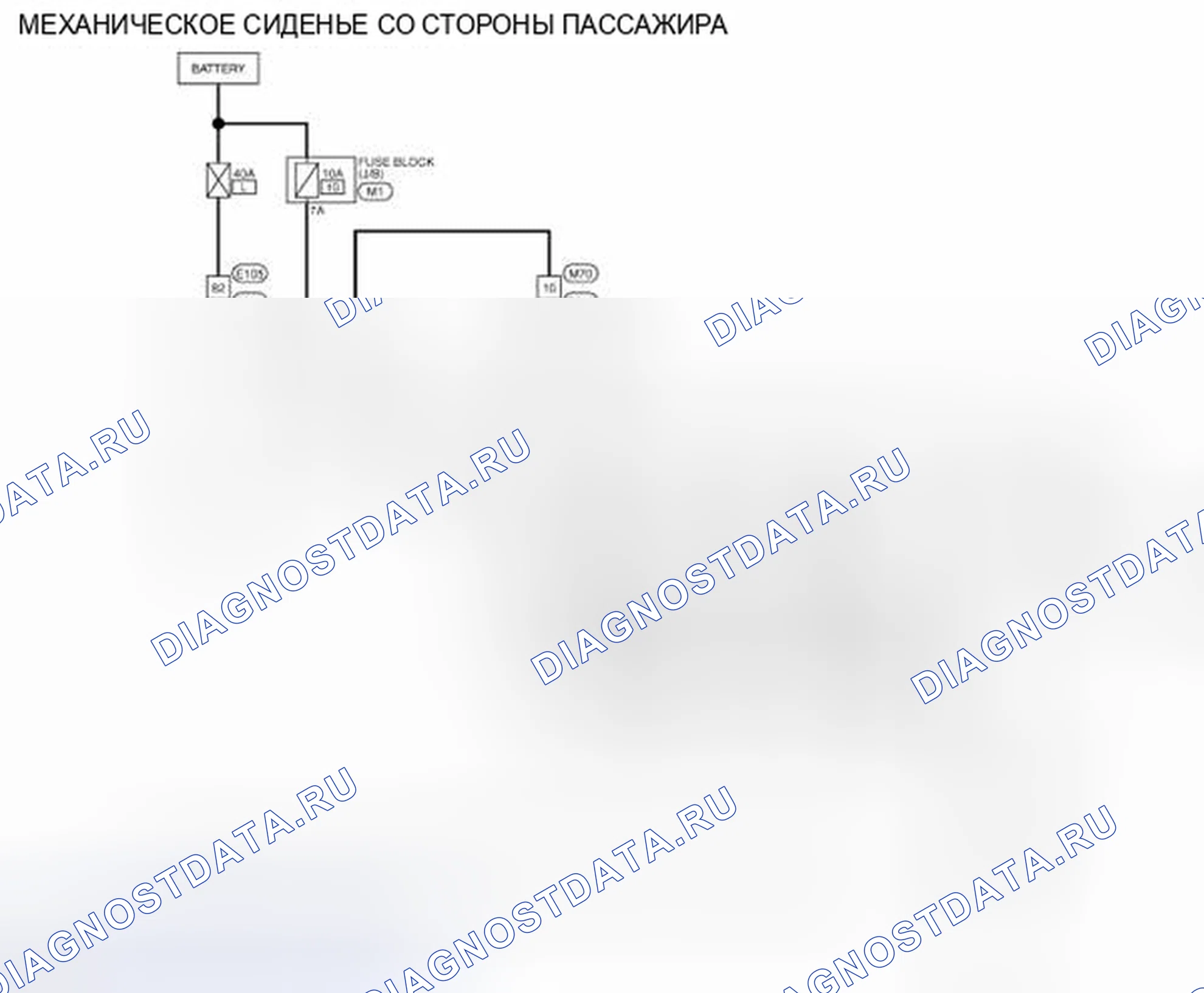 Рис. 14: электросхема - СИДЕНЬЕ С ЭЛЕКТРОПРИВОДОМ (СО СТОРОНЫ ПАССАЖИРА). Honda Inspire I