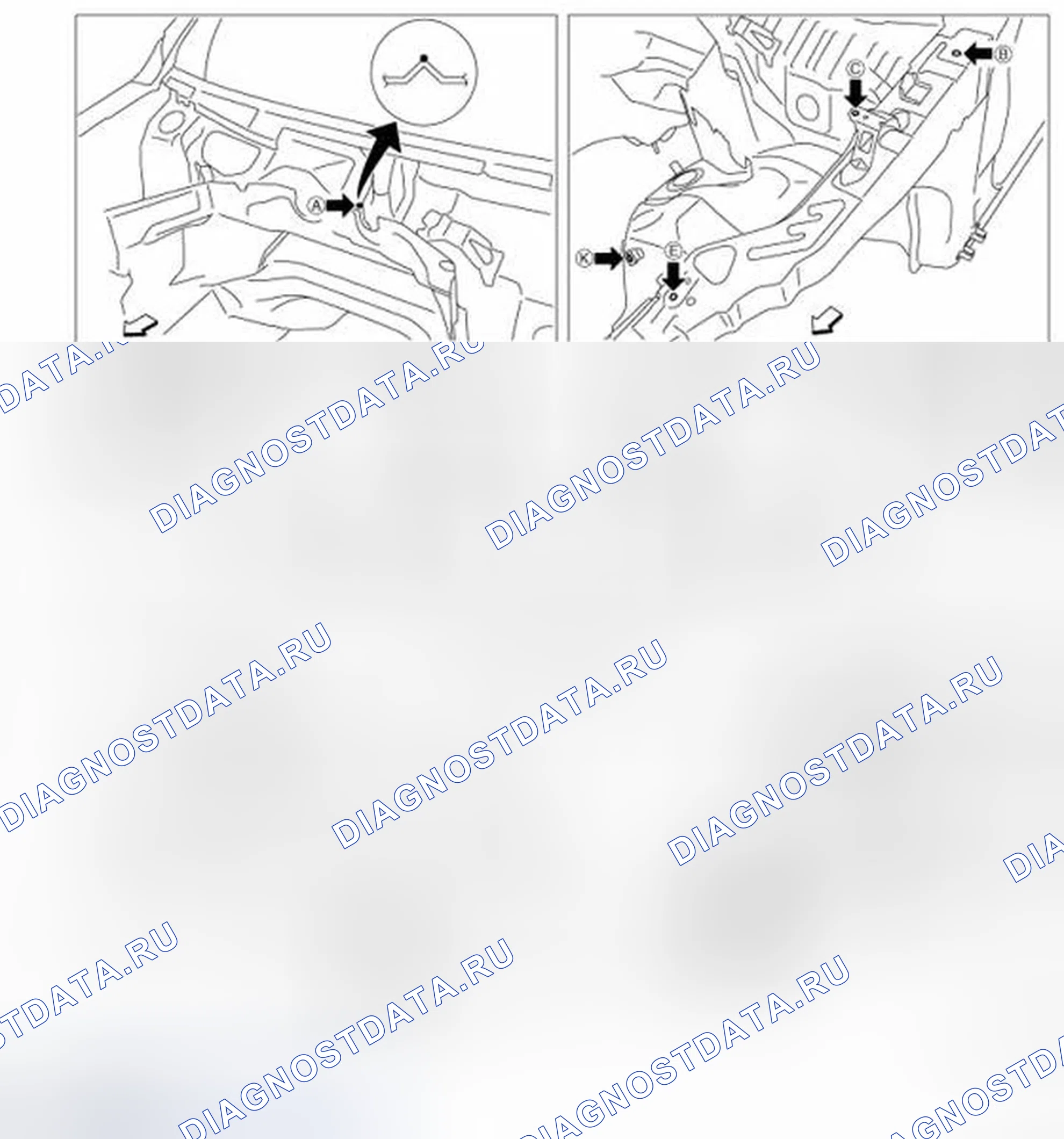 Рис. 187: ТОЧКИ ИЗМЕРЕНИЯ. Infiniti M37 IV