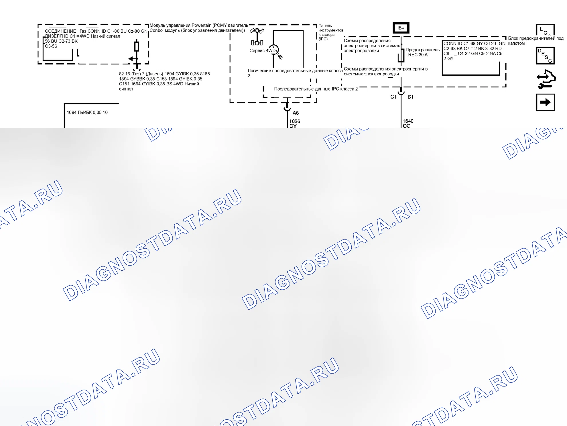 Рис. 29: Схема управления раздаточной коробкой. GMC Cab & Chassis Sierra 3500 