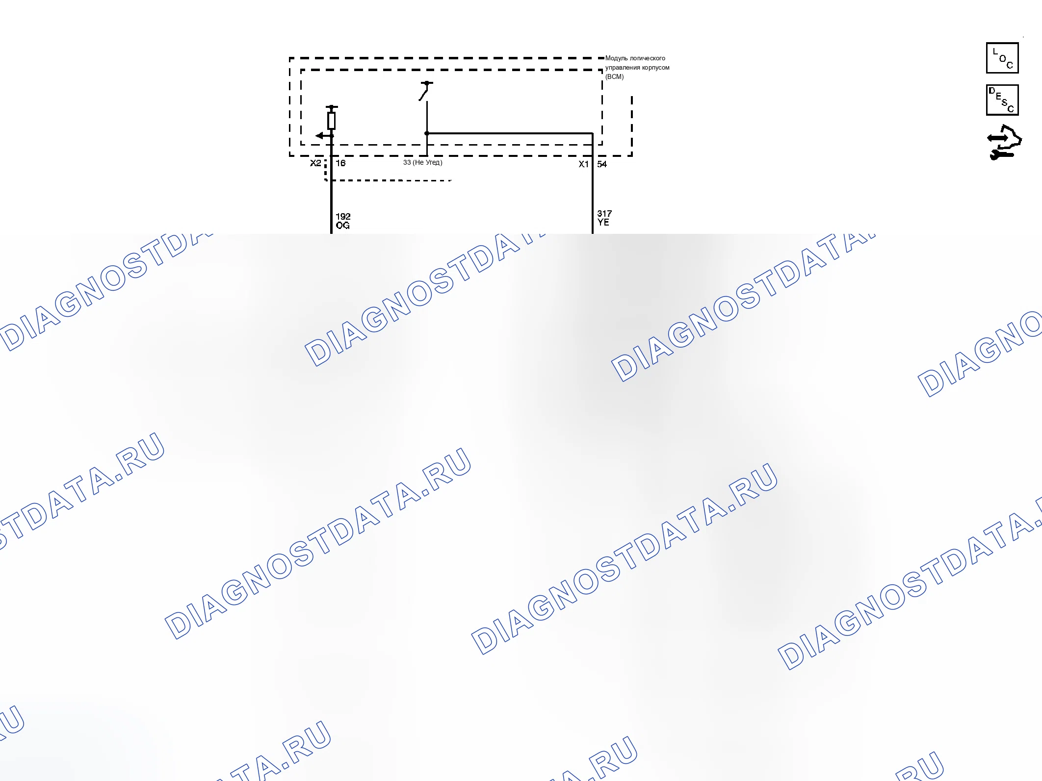 Рис. 2: Схема противотуманных фар. Chevrolet HHR I